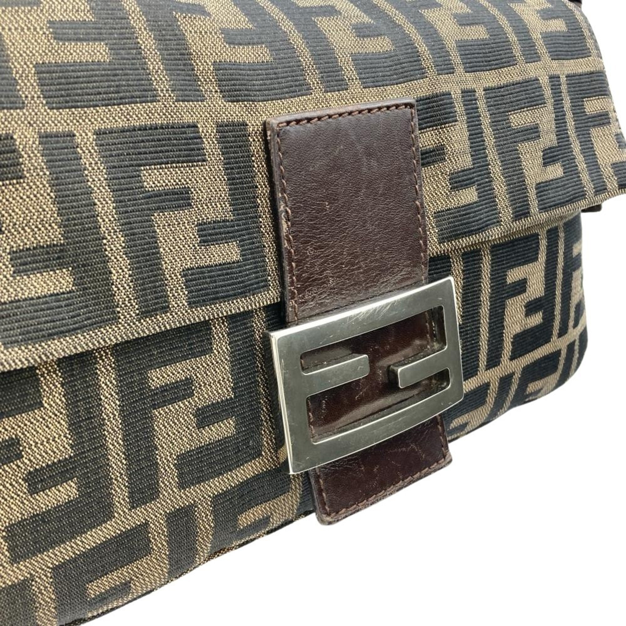 Fendi Zucca Brown Jacquard Leather Shoulder Bag (Pre-Owned)
