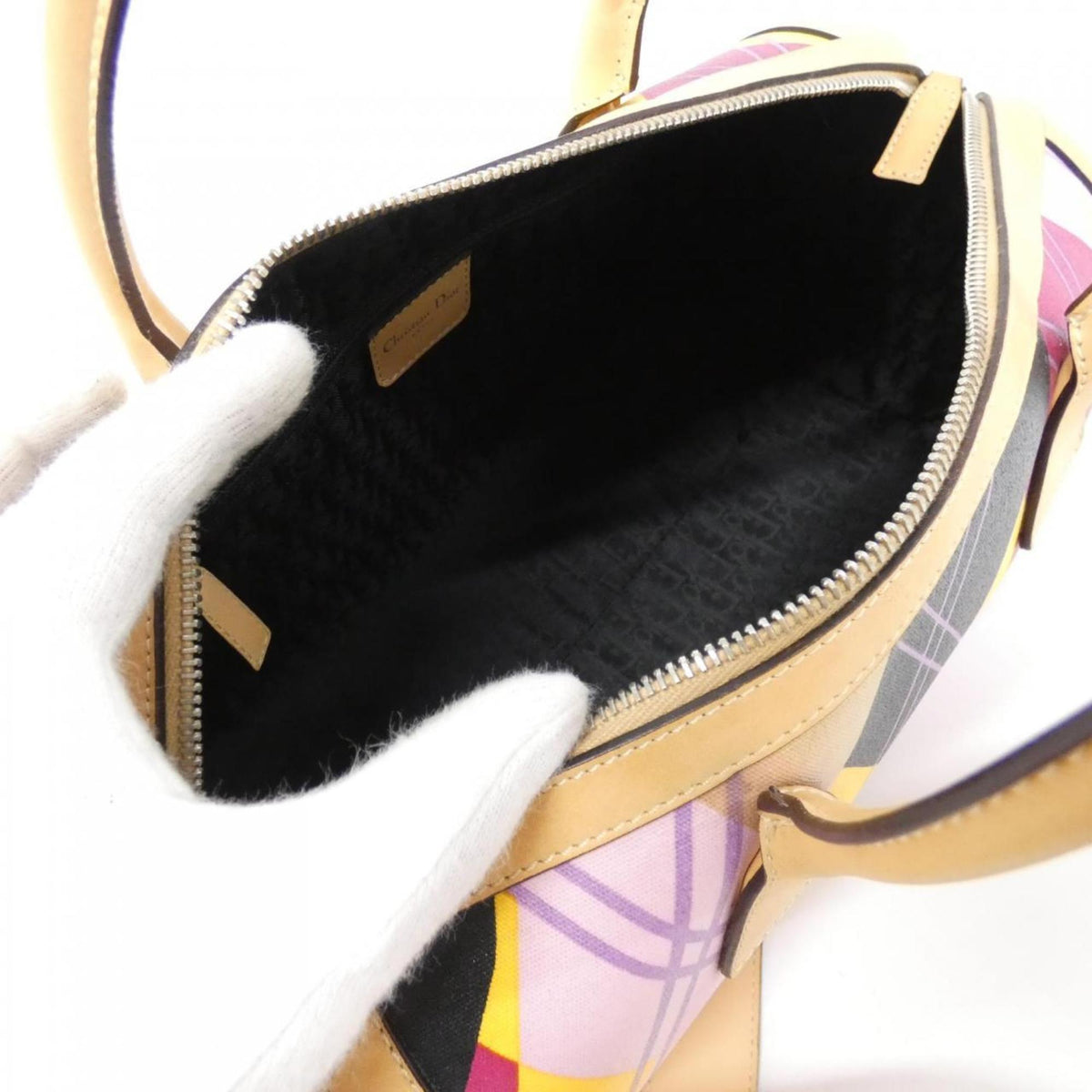 Christian Dior Multi-Color Coated Canvas Leather Boston Bag (Pre-Owned)