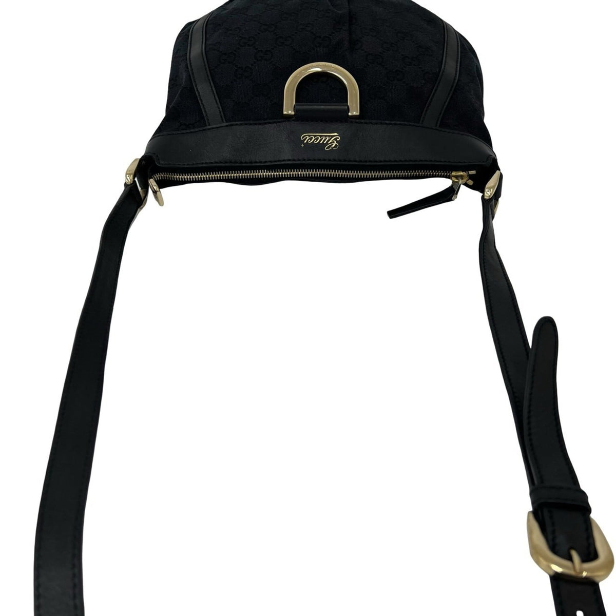 Gucci Black Canvas Leather Shoulder Bag (Pre-Owned)