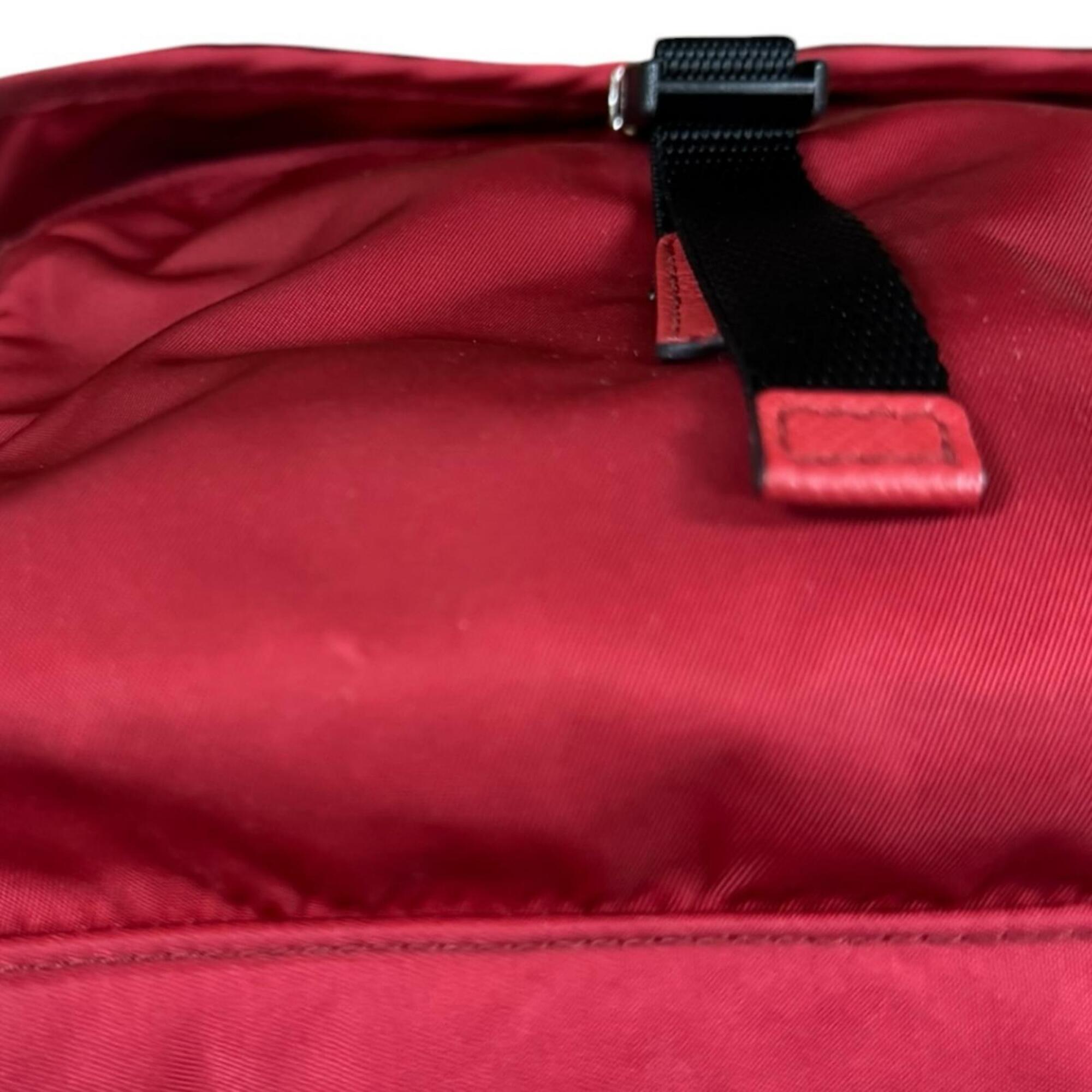 Prada Red Color Nylon Shoulder Bag (Pre-Owned)