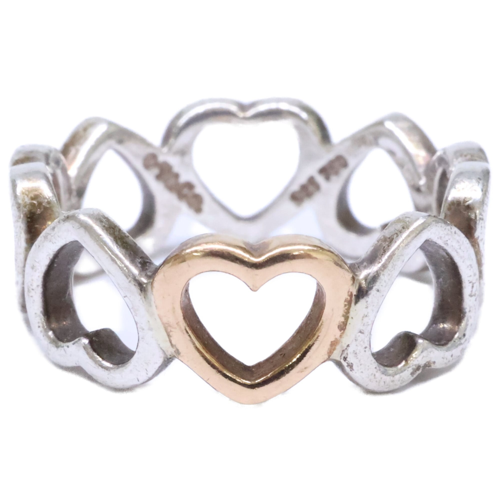 Tiffany Silver Pink Gold Silver 925 Band Ring (Pre-Owned)