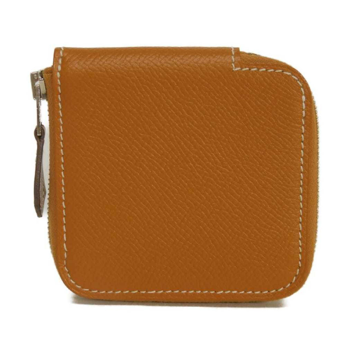Hermes Brown Light Brown Epsom Leather Silk Coin Purse/Coin Case (Pre-Owned)