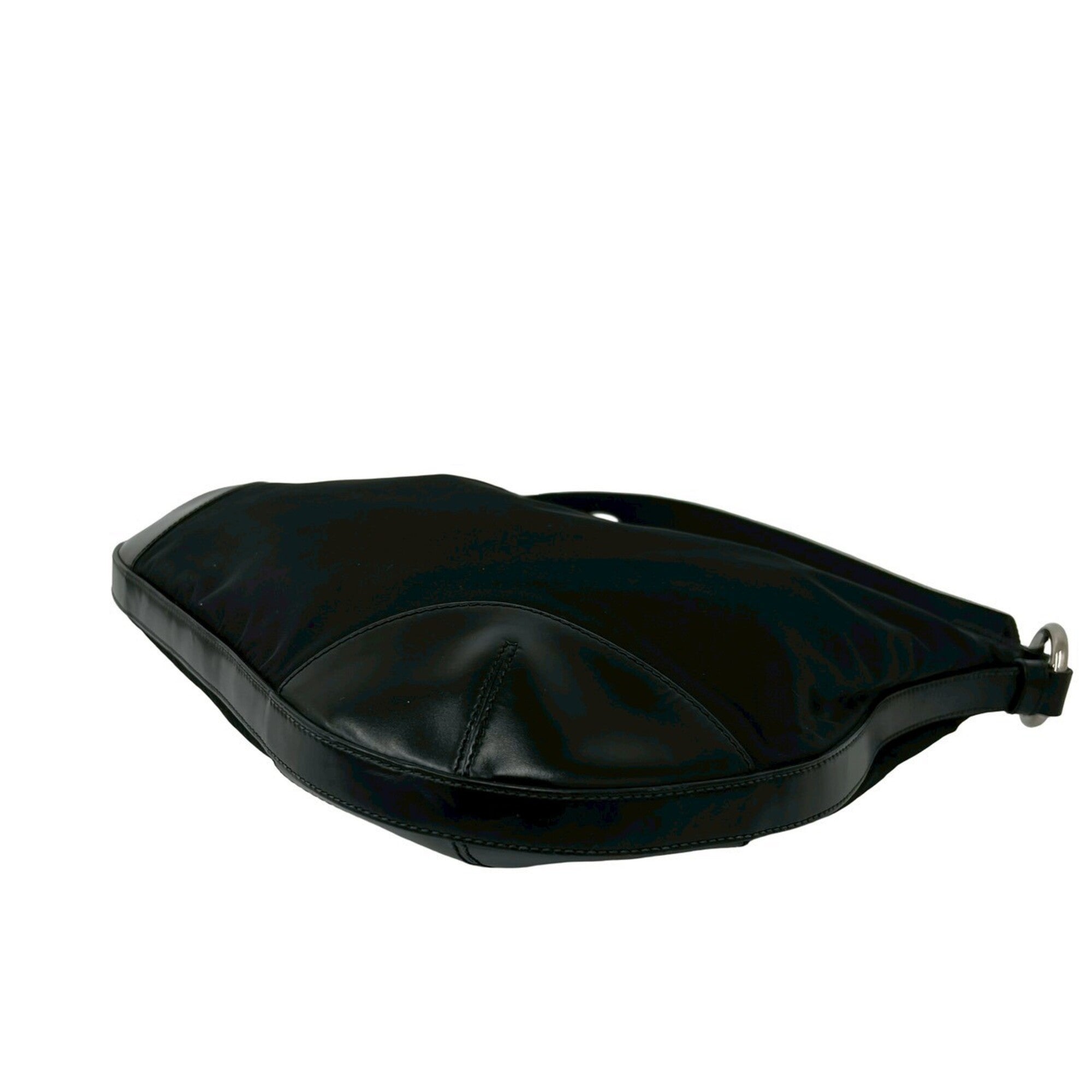 Prada Black Nylon Leather Shoulder Bag Tote Bag (Pre-Owned)