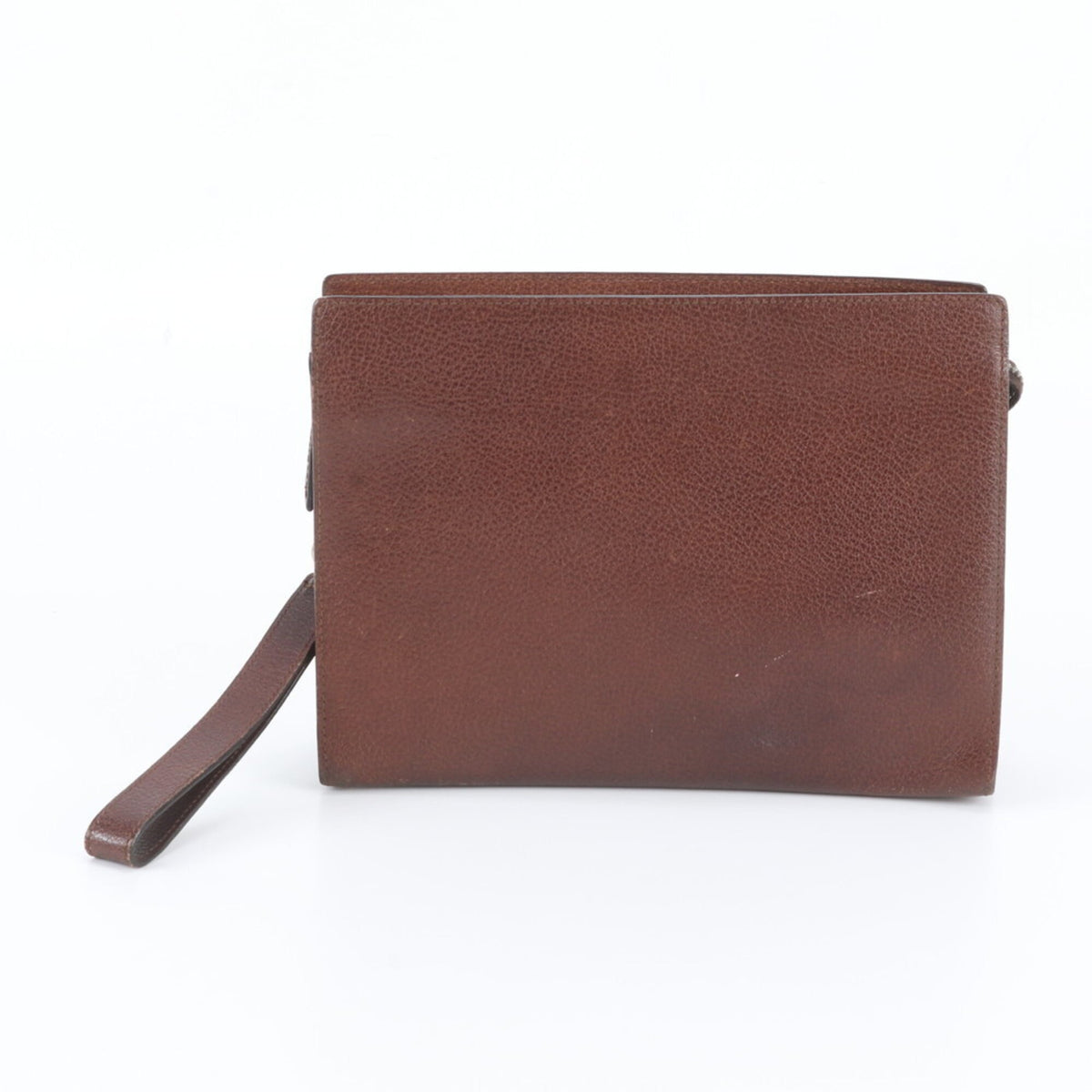 Salvatore Ferragamo Brown Leather Clutch Bag Pouch (Pre-Owned)