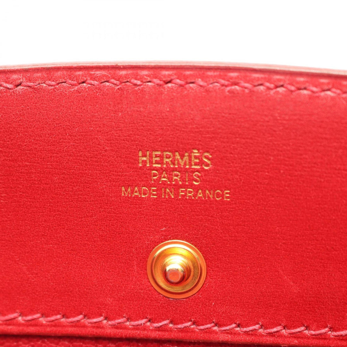 Hermes Red Color Box Calf Leather Handbag (Pre-Owned)