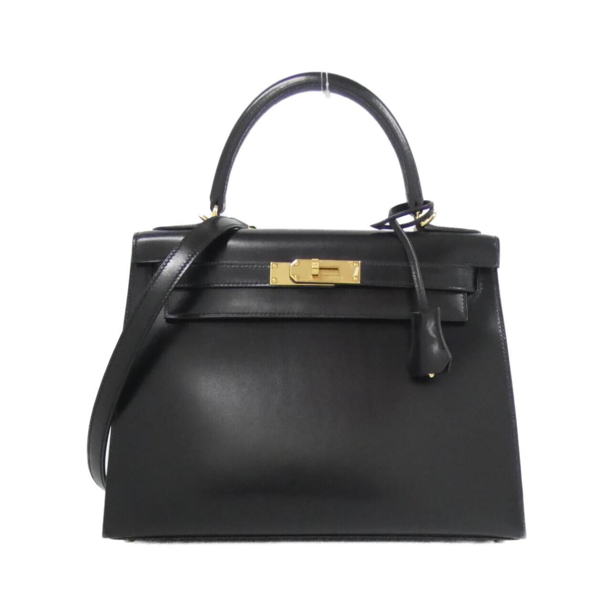 Hermes Black Box Calf Leather Handbag (Pre-Owned)