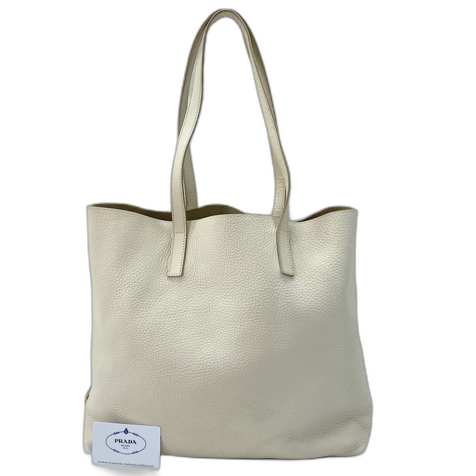 Prada White Leather Tote Bag (Pre-Owned)