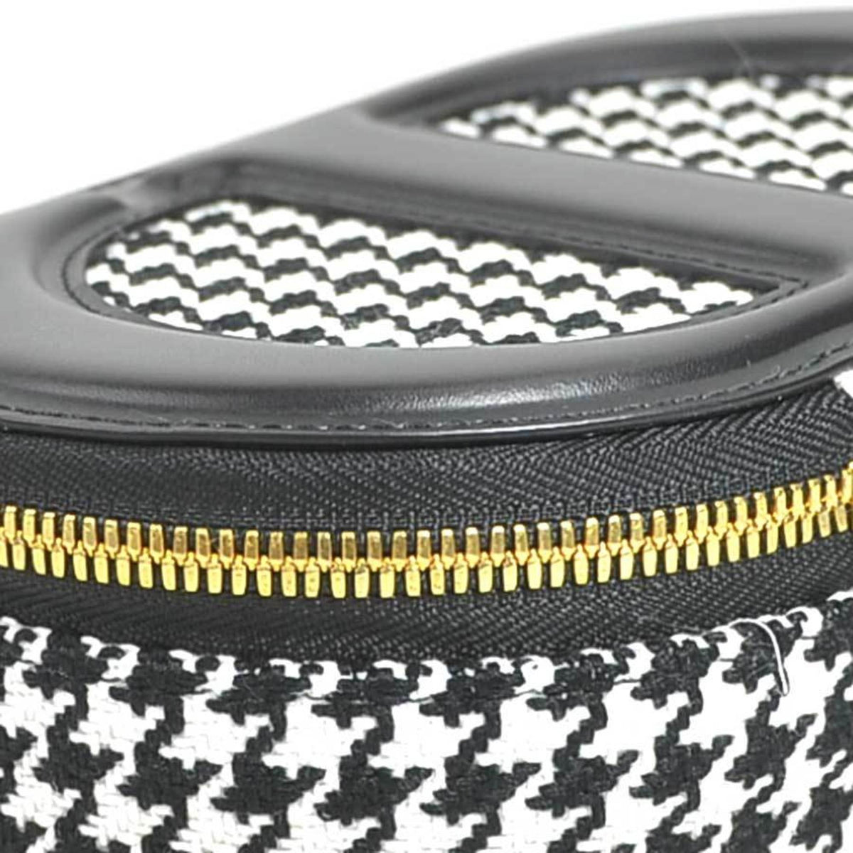 Christian Dior Black White Leather Canvas Shoulder Bag (Pre-Owned)