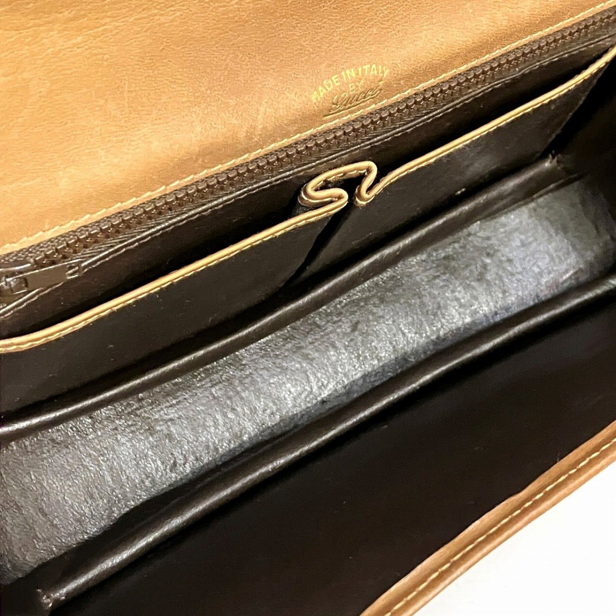 Gucci Horsebit Brown Canvas Leather Shoulder Bag (Pre-Owned)