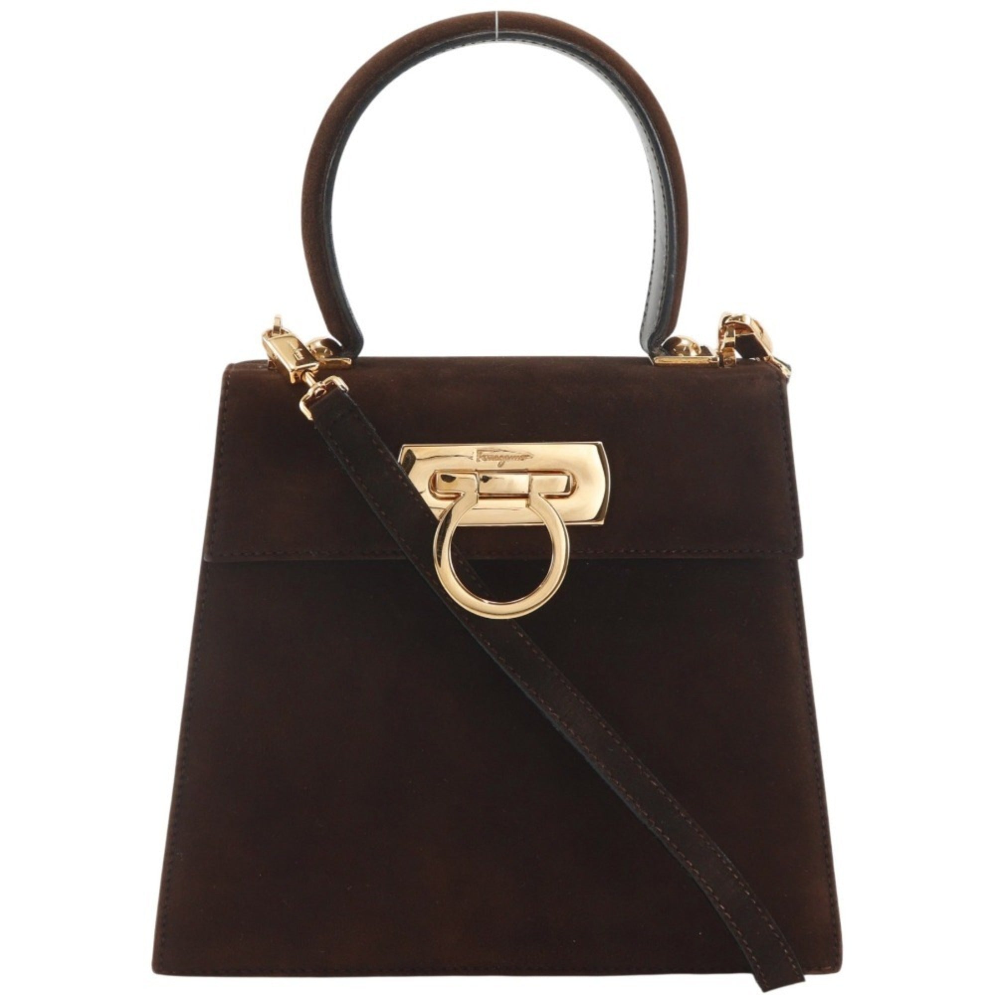 Salvatore Ferragamo Brown Suede Handbag (Pre-Owned)