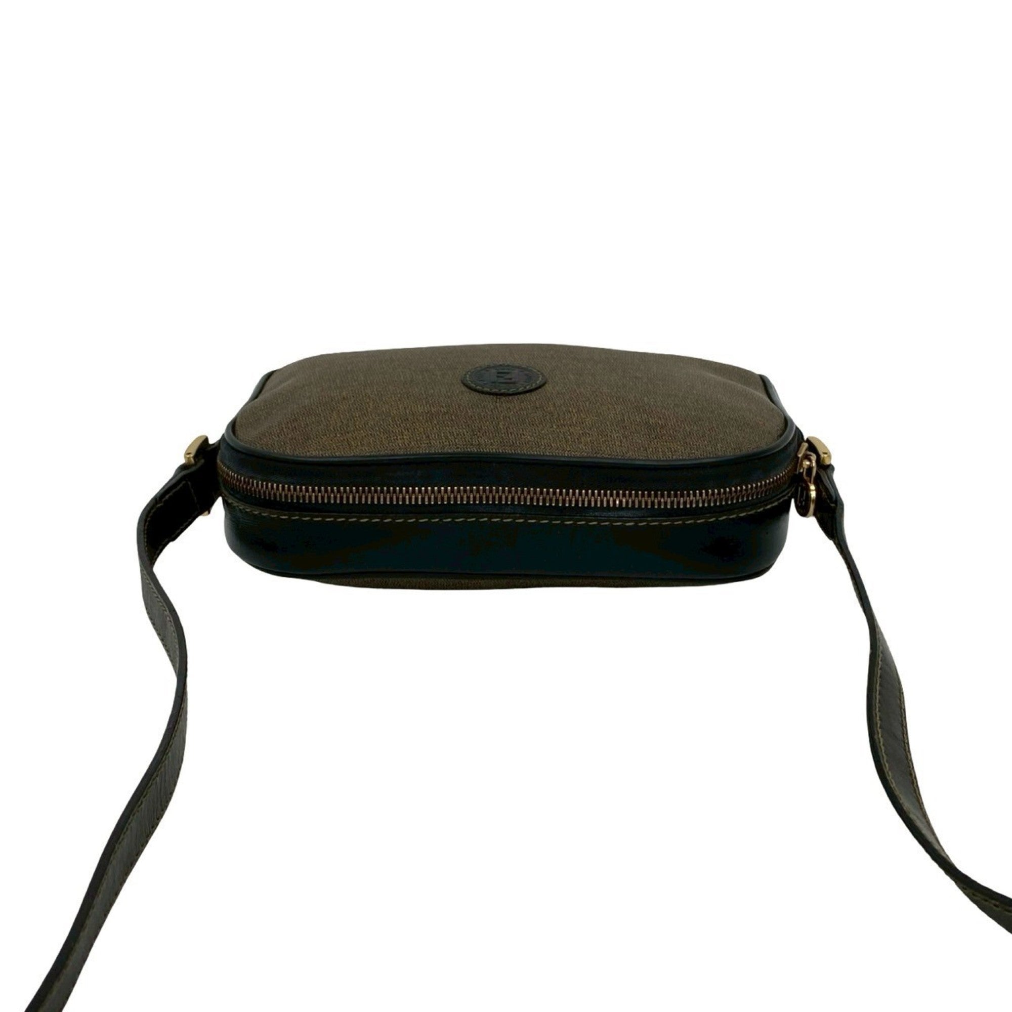 Fendi Black Brown Leather Pvc Pochette Shoulder Bag (Pre-Owned)