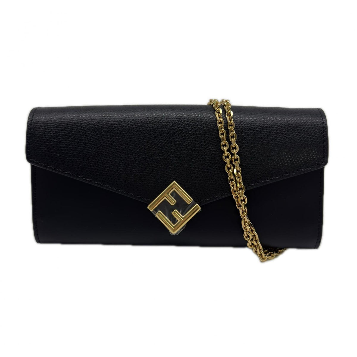 Fendi Black Leather Chain/Shoulder Wallet (Pre-Owned)