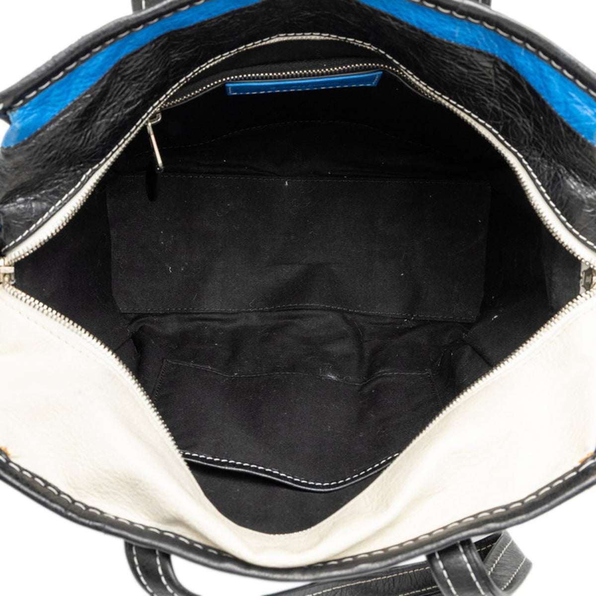 Balenciaga Black Blue White Leather Handbag Shoulder Bag (Pre-Owned)