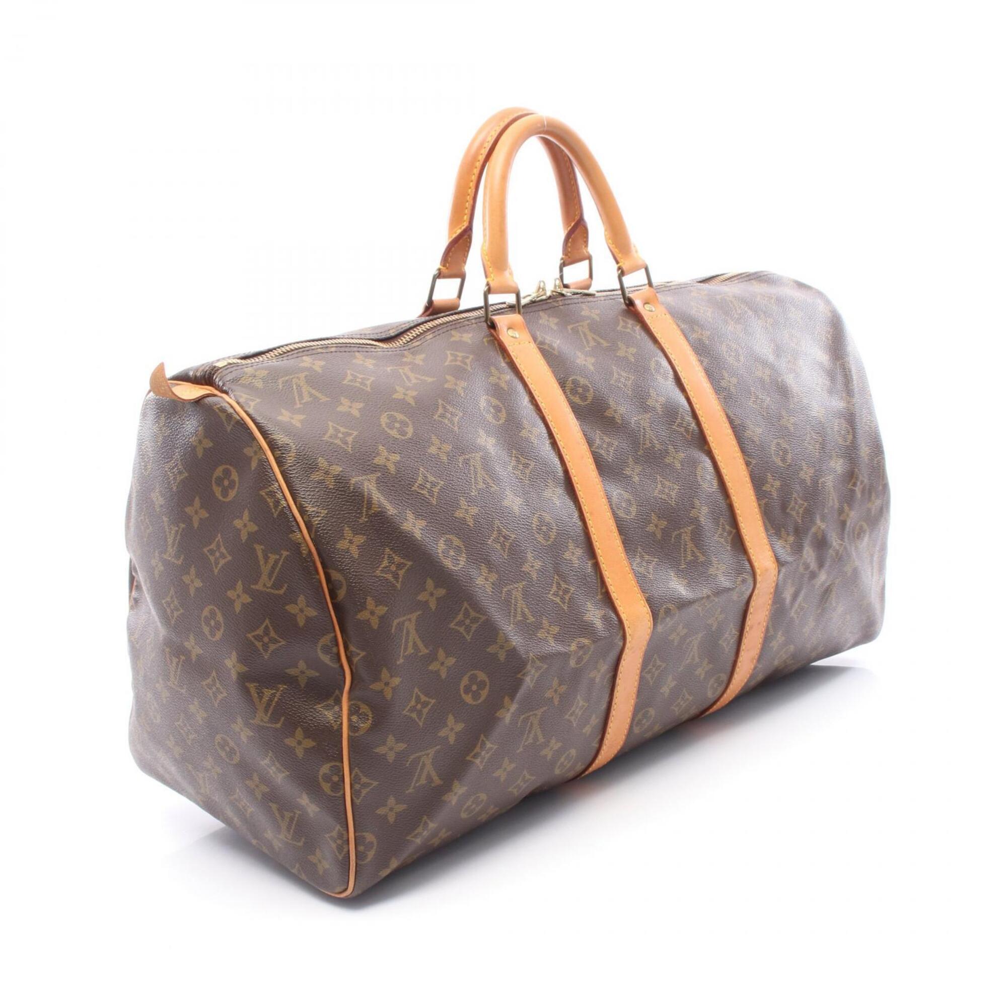 Louis Vuitton Monogram Brown Coated Canvas Leather Boston Bag (Pre-Owned)