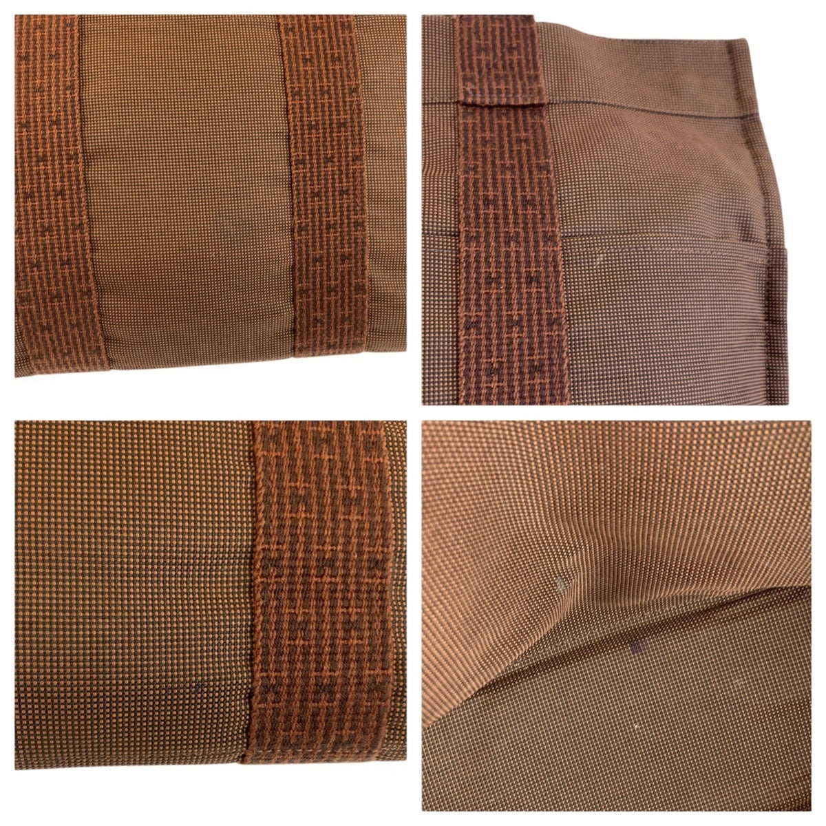 Hermes Brown Polyamide Handbag Tote Bag (Pre-Owned)