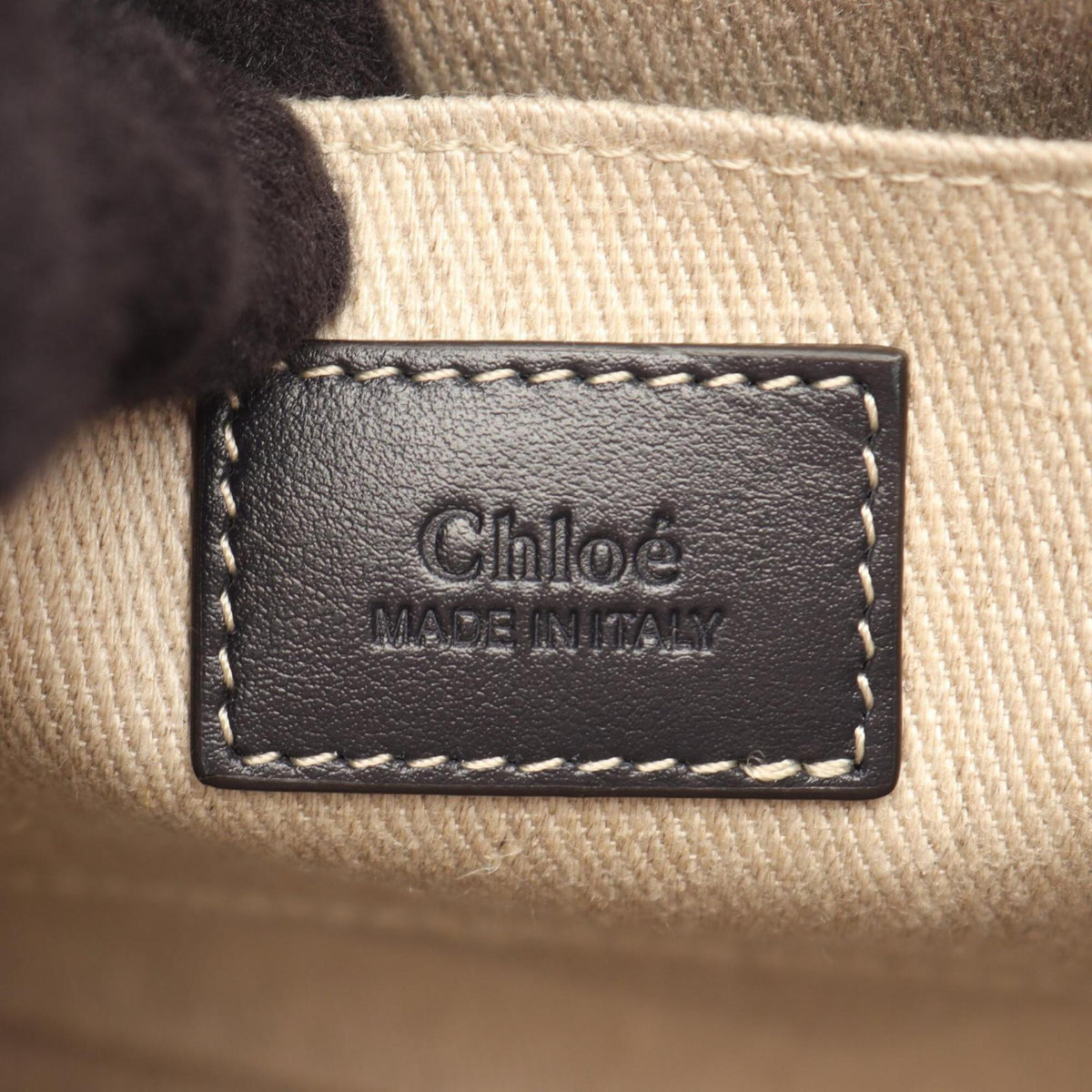Chloé Beige Black Canvas Leather Handbag (Pre-Owned)