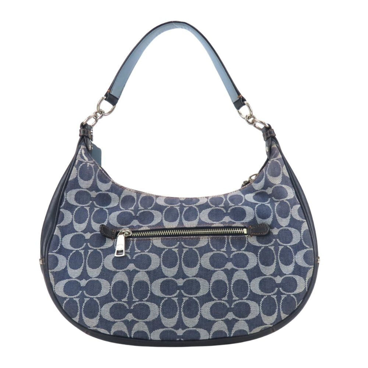 Coach Navy Signature Line Shoulder Bag (Pre-Owned)