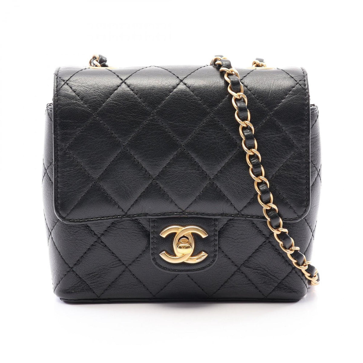 Chanel Black Leather Handbag Shoulder Bag (Pre-Owned)