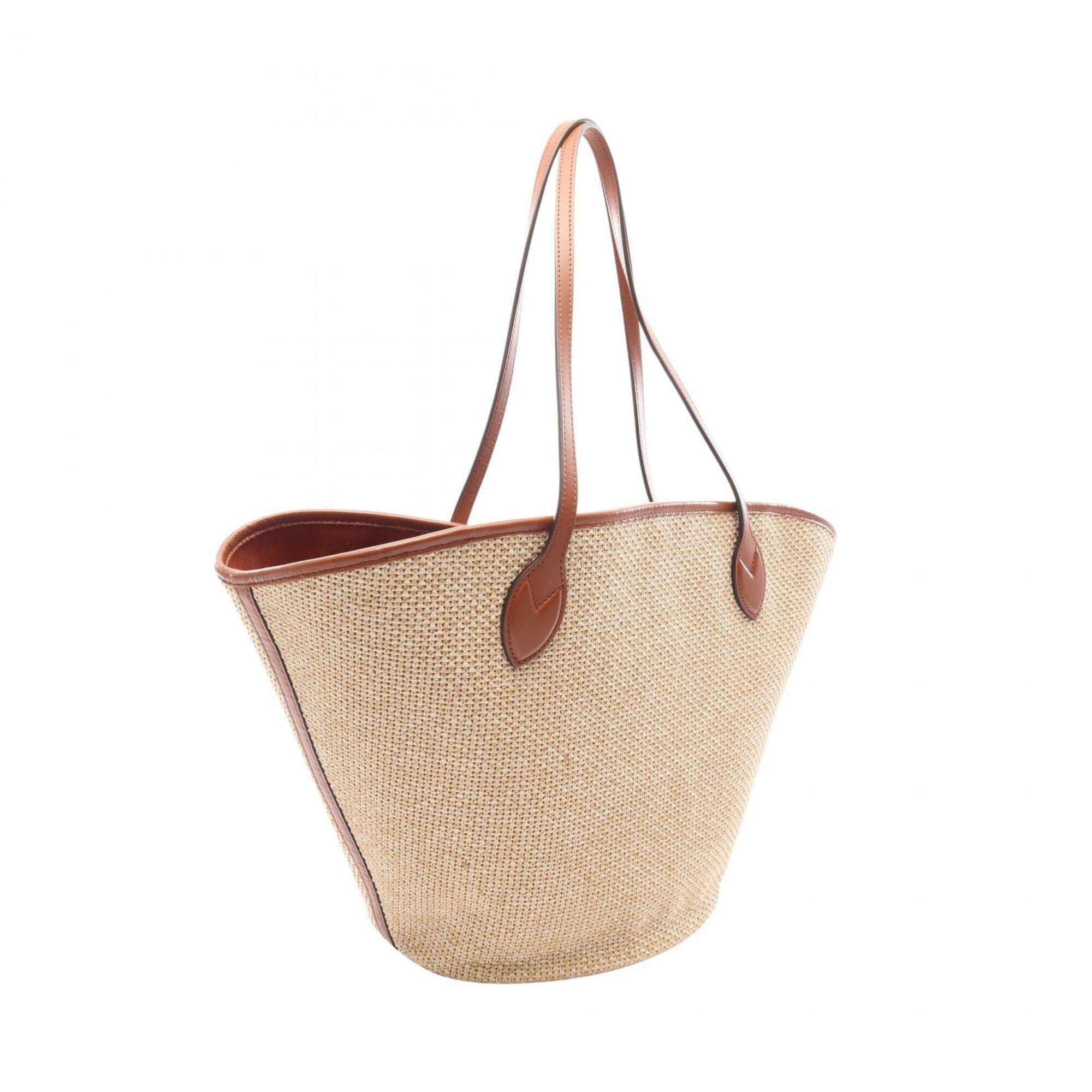 Louis Vuitton Beige Brown Knit Raffia Handbag Pouch Tote Bag (Pre-Owned)