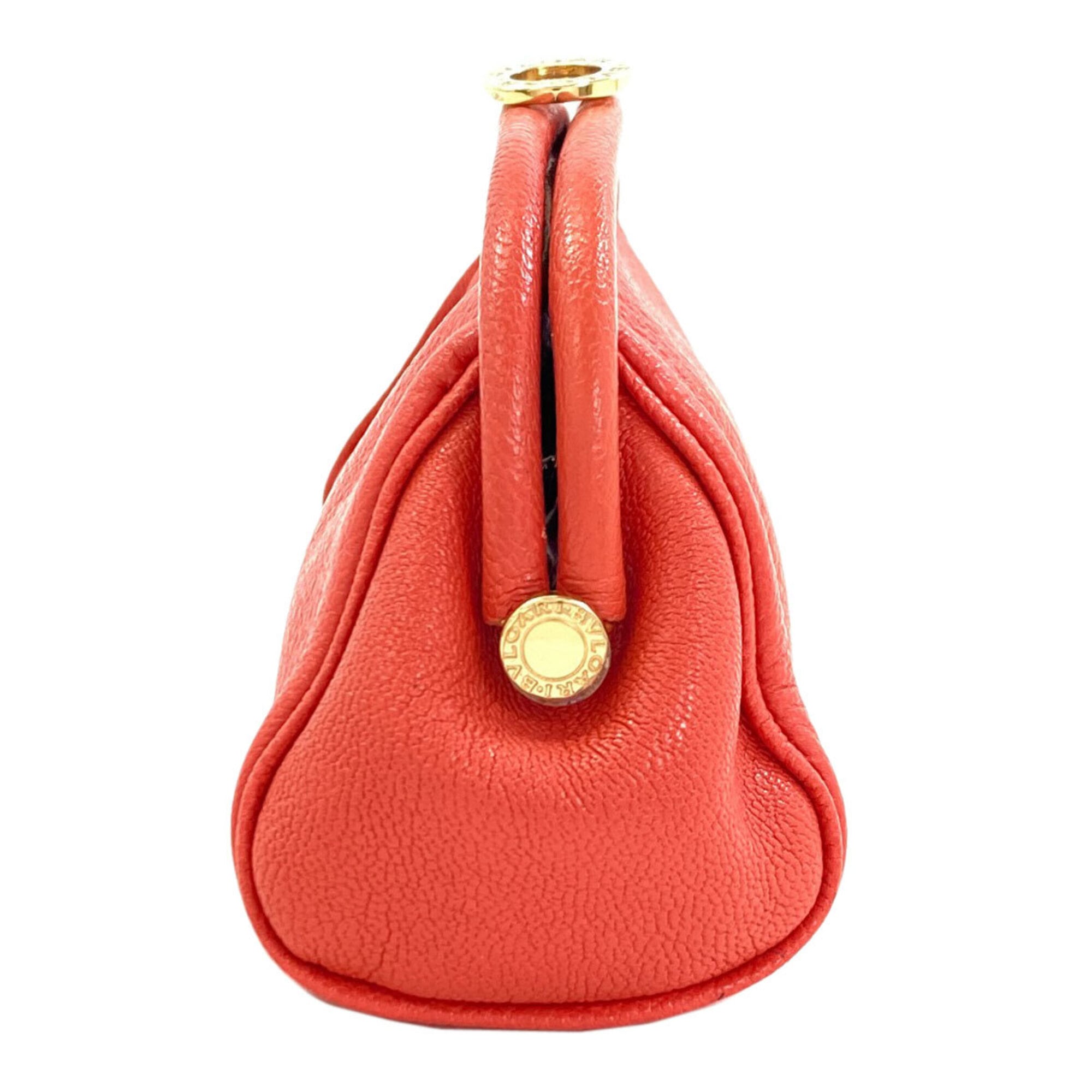 Bvlgari Red Color Leather Pouch Wash Bag (Pre-Owned)