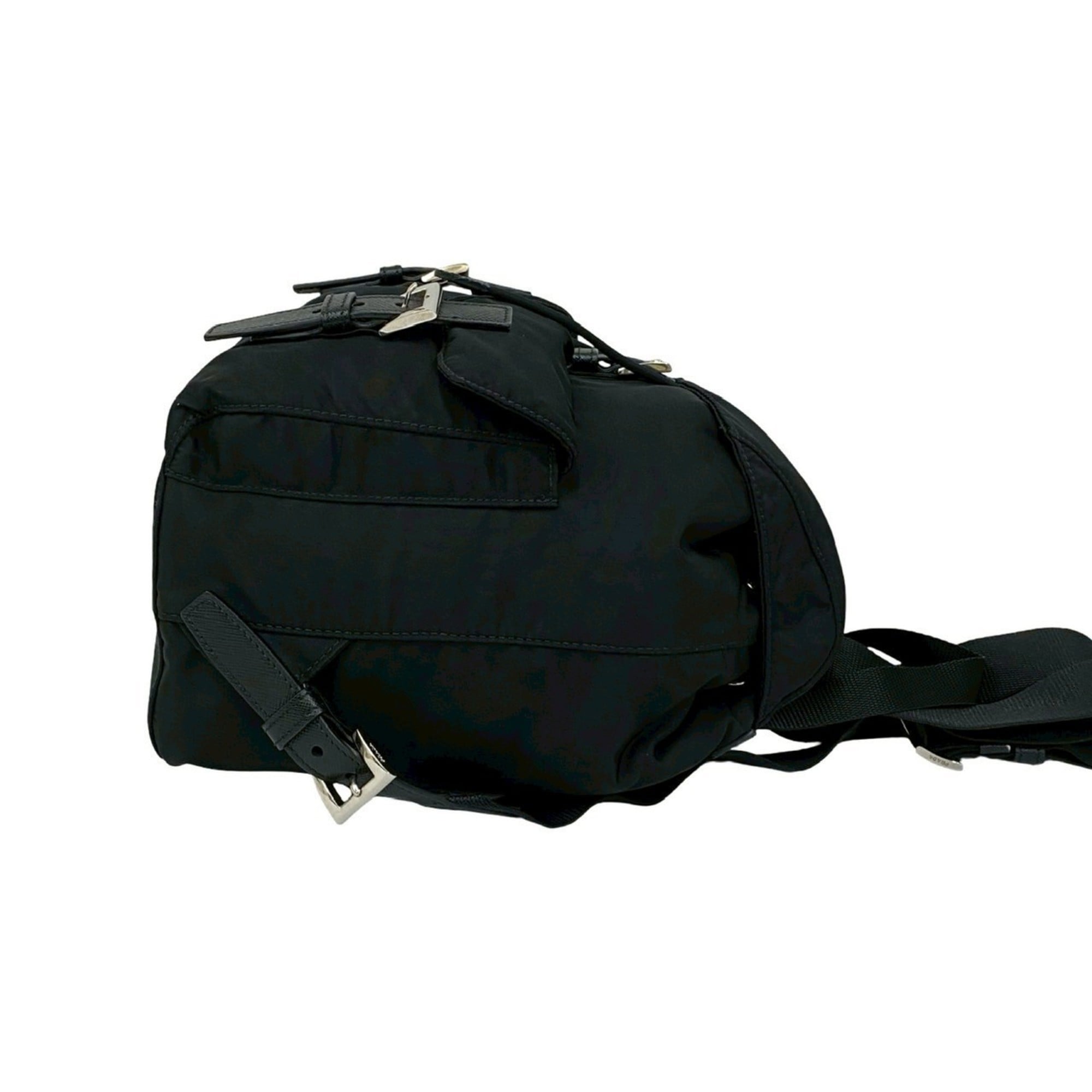 Prada Black Nylon Leather Backpack (Pre-Owned)