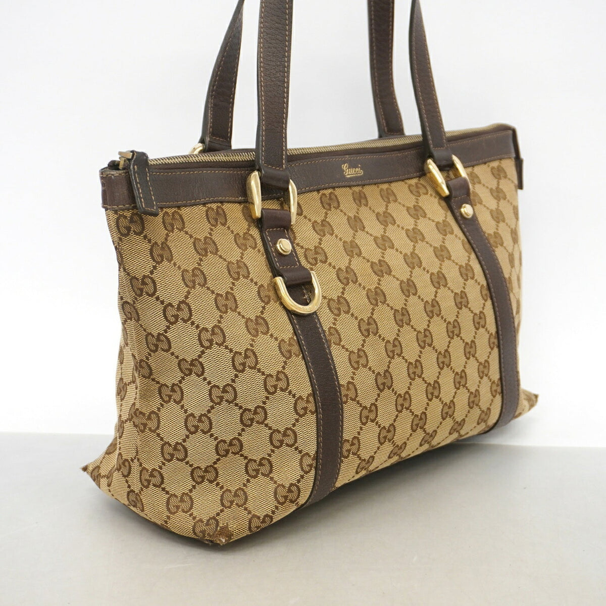 Gucci Brown Canvas Handbag (Pre-Owned)