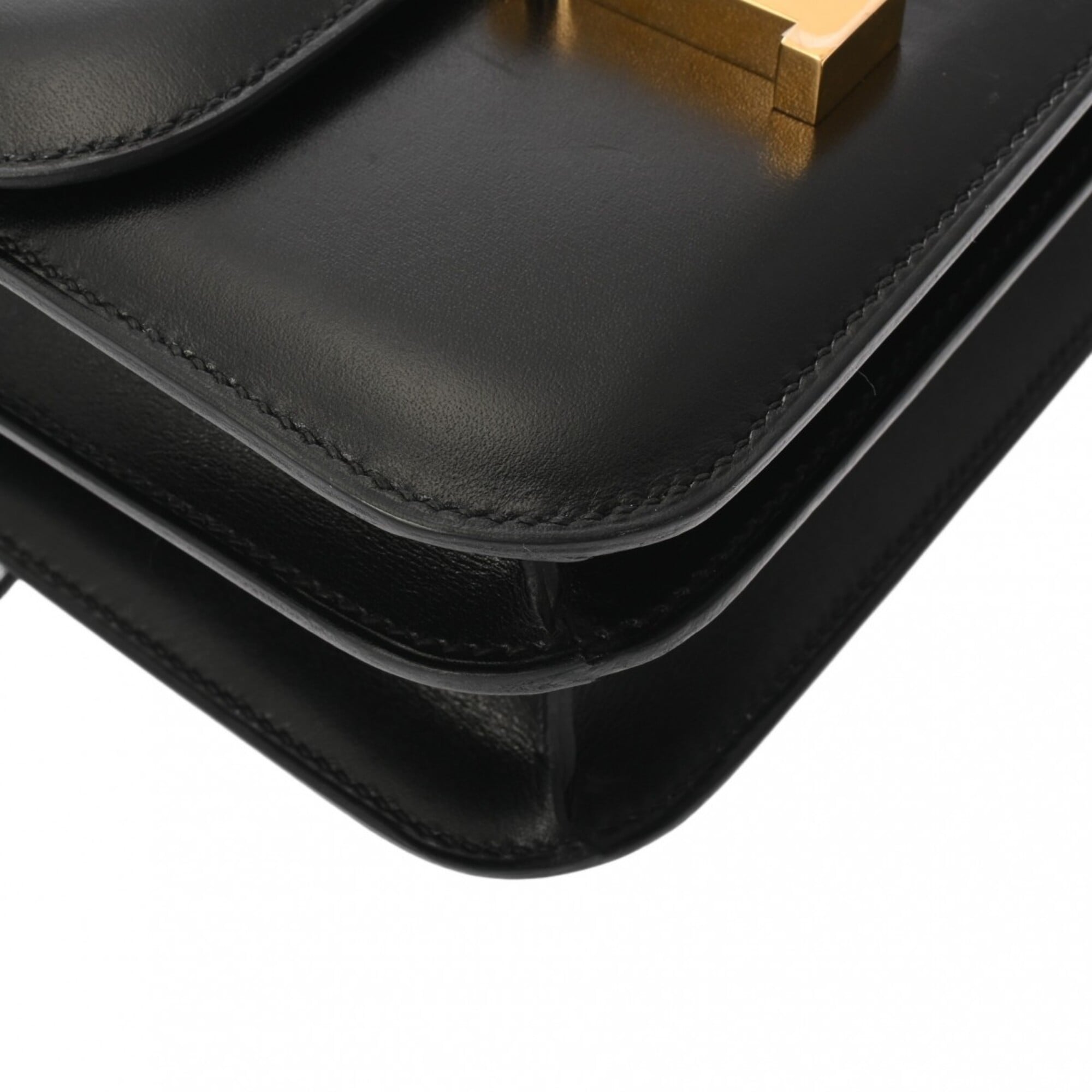 Hermes Black Box Calf Leather Shoulder Bag (Pre-Owned)