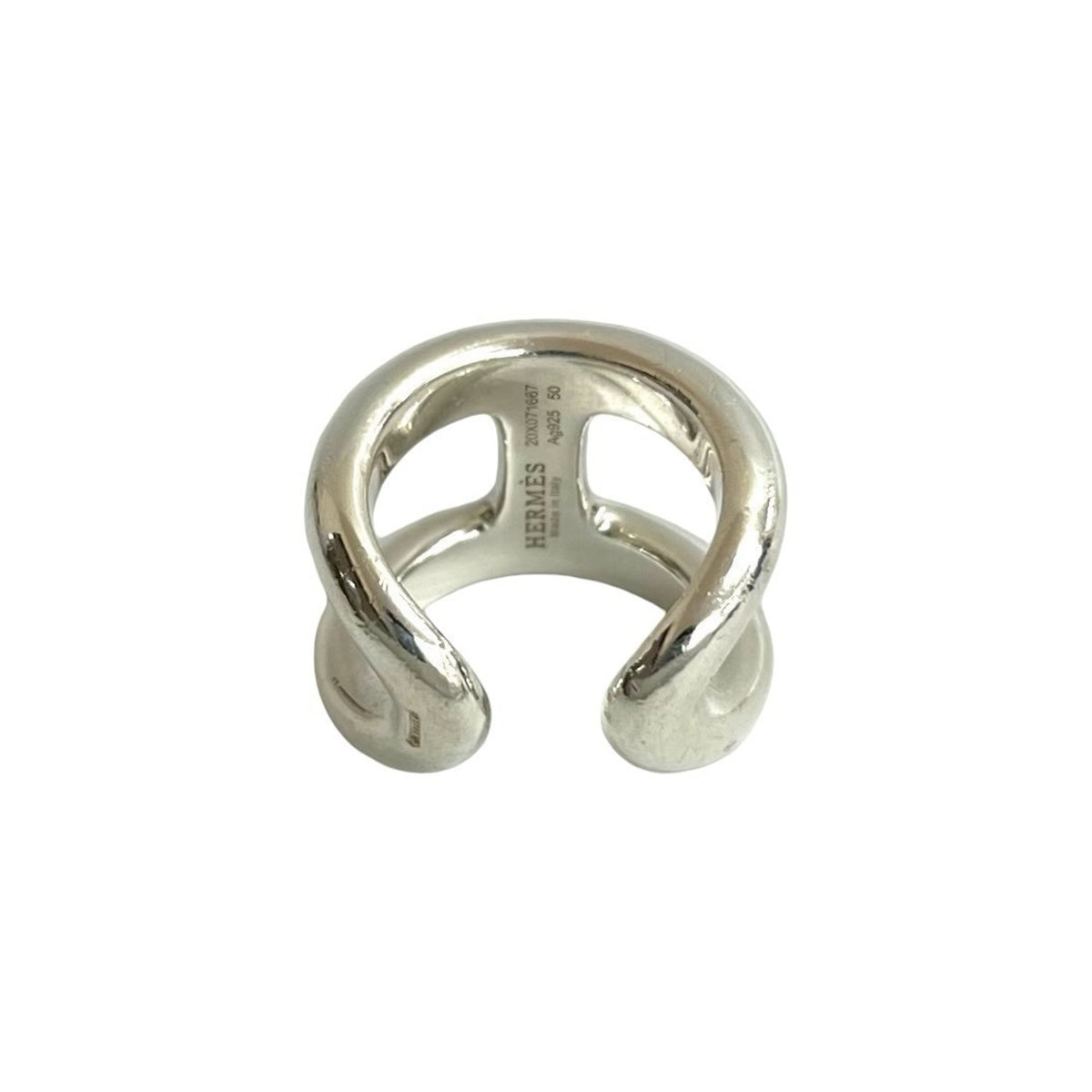 Hermes Silver Silver 925 Band Ring (Pre-Owned)