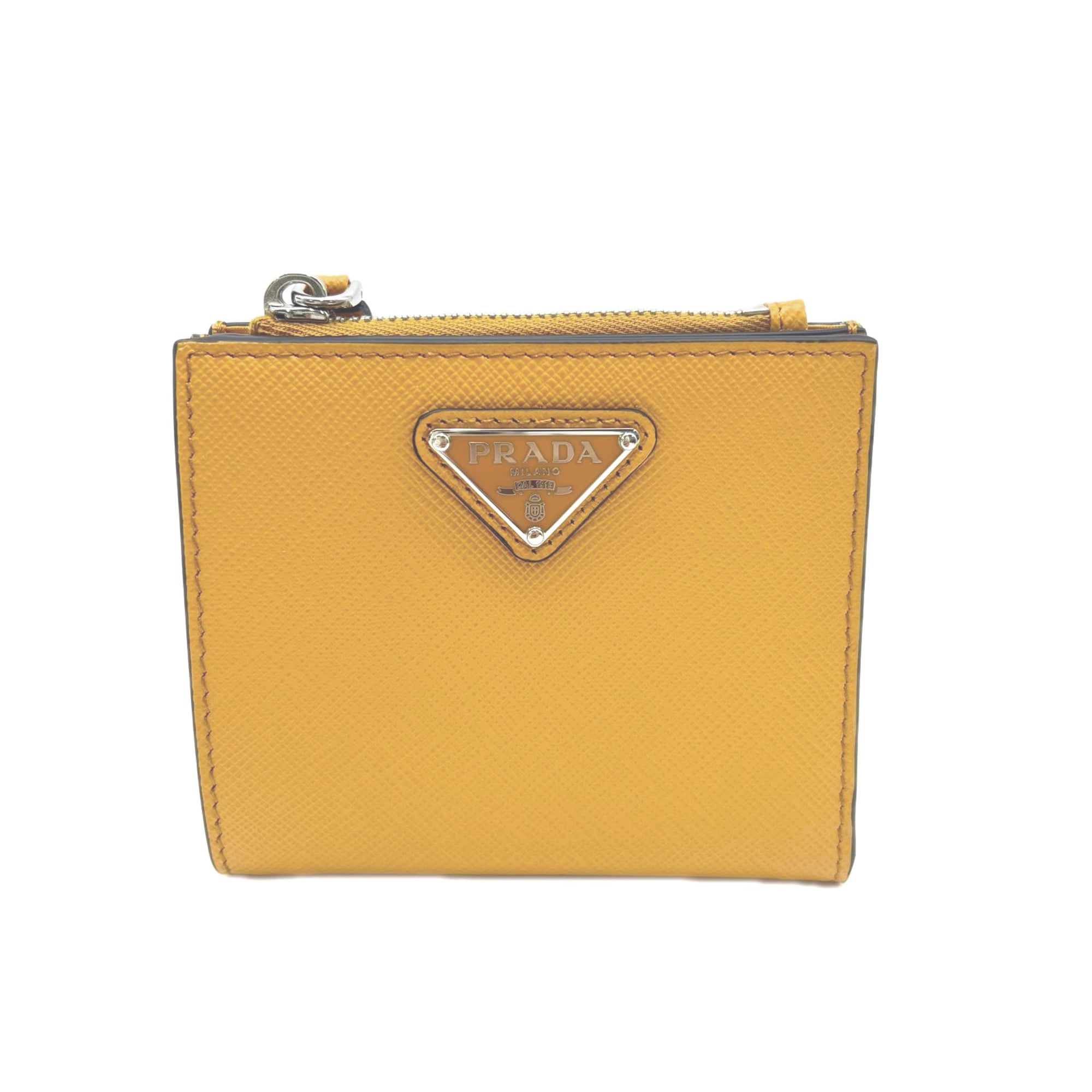 Prada Orange Saffiano Triangle Wallet (Bi-Fold) (Pre-Owned)