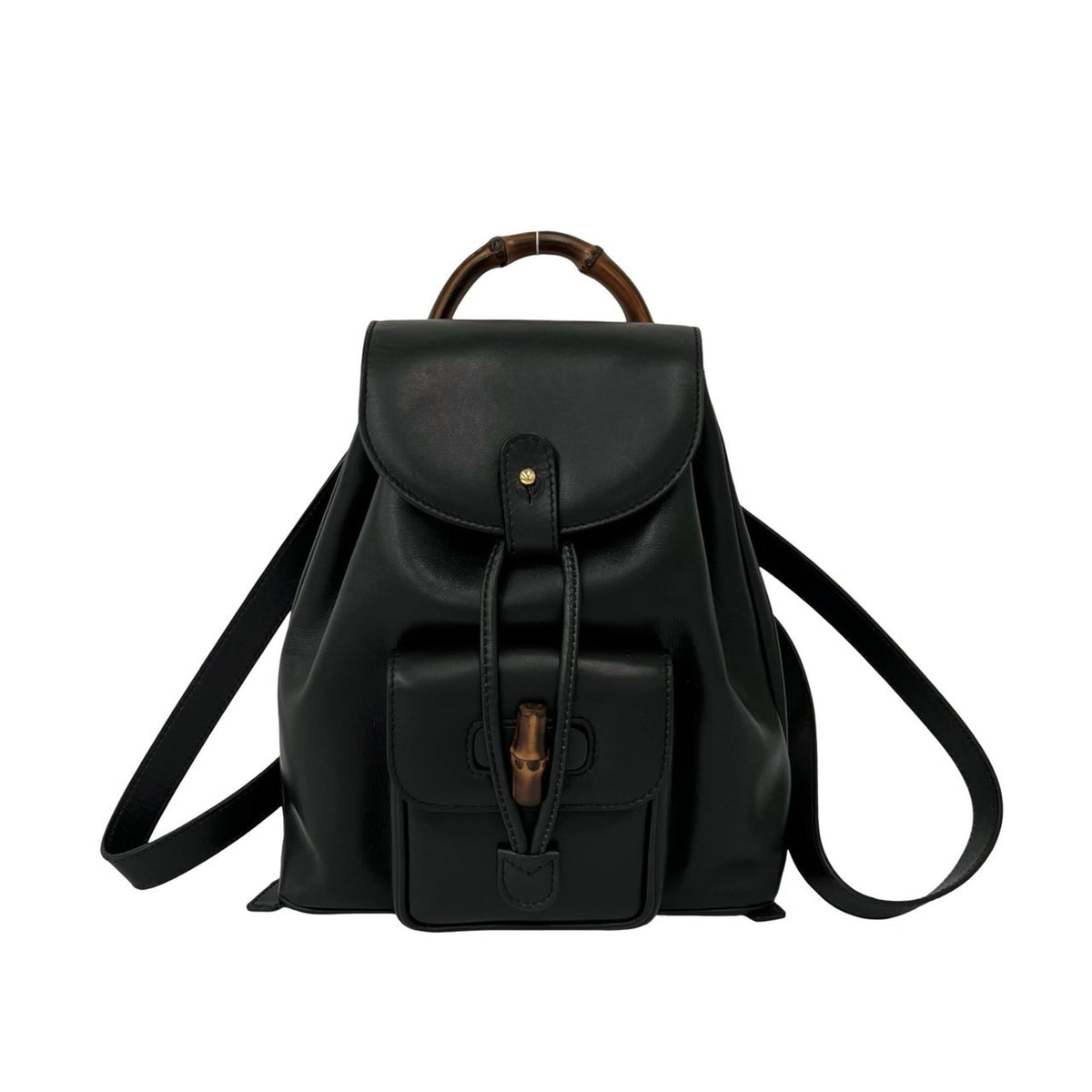 Gucci Black Leather Bamboo Backpack (Pre-Owned)