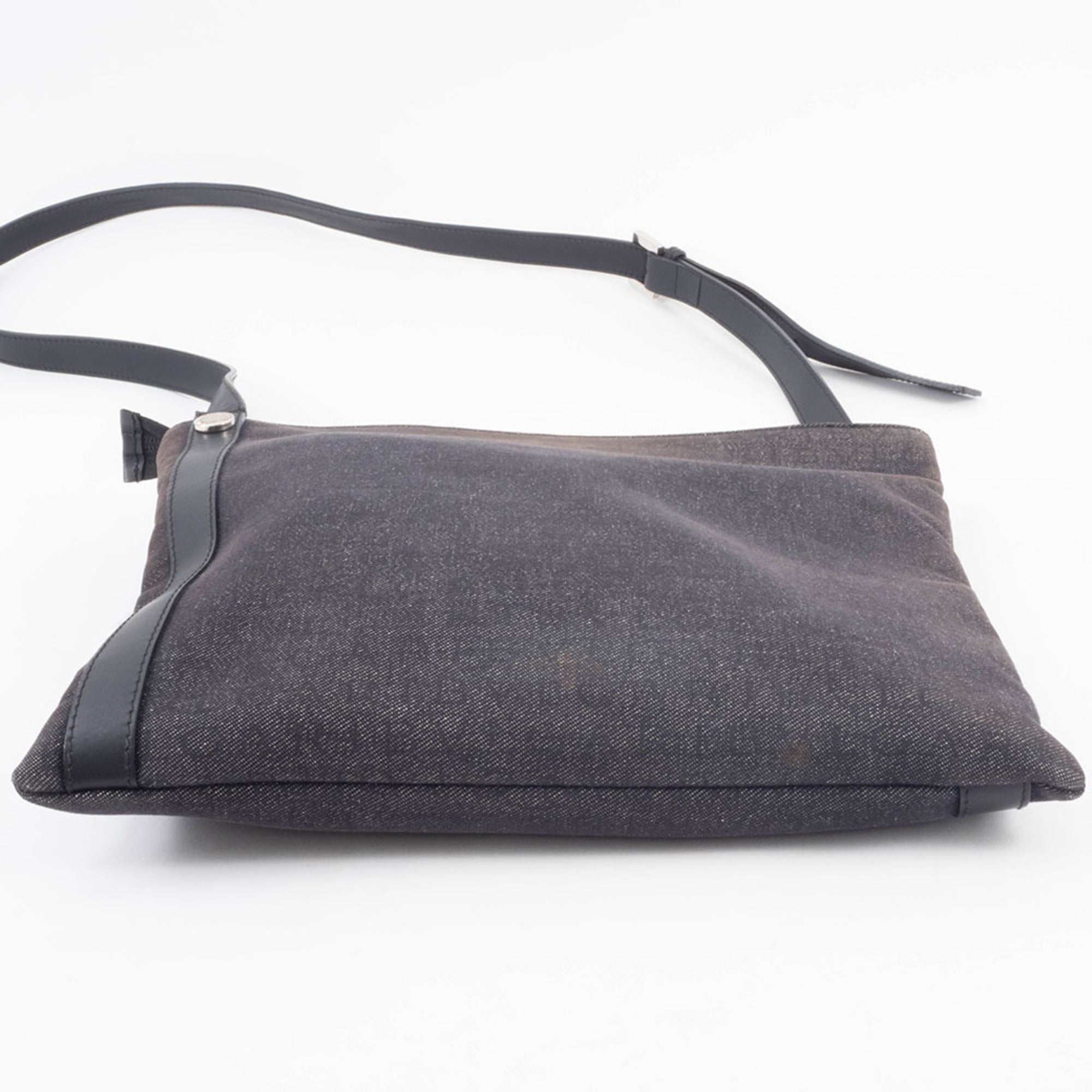 Bvlgari Logomania Black Canvas Leather Shoulder Bag (Pre-Owned)