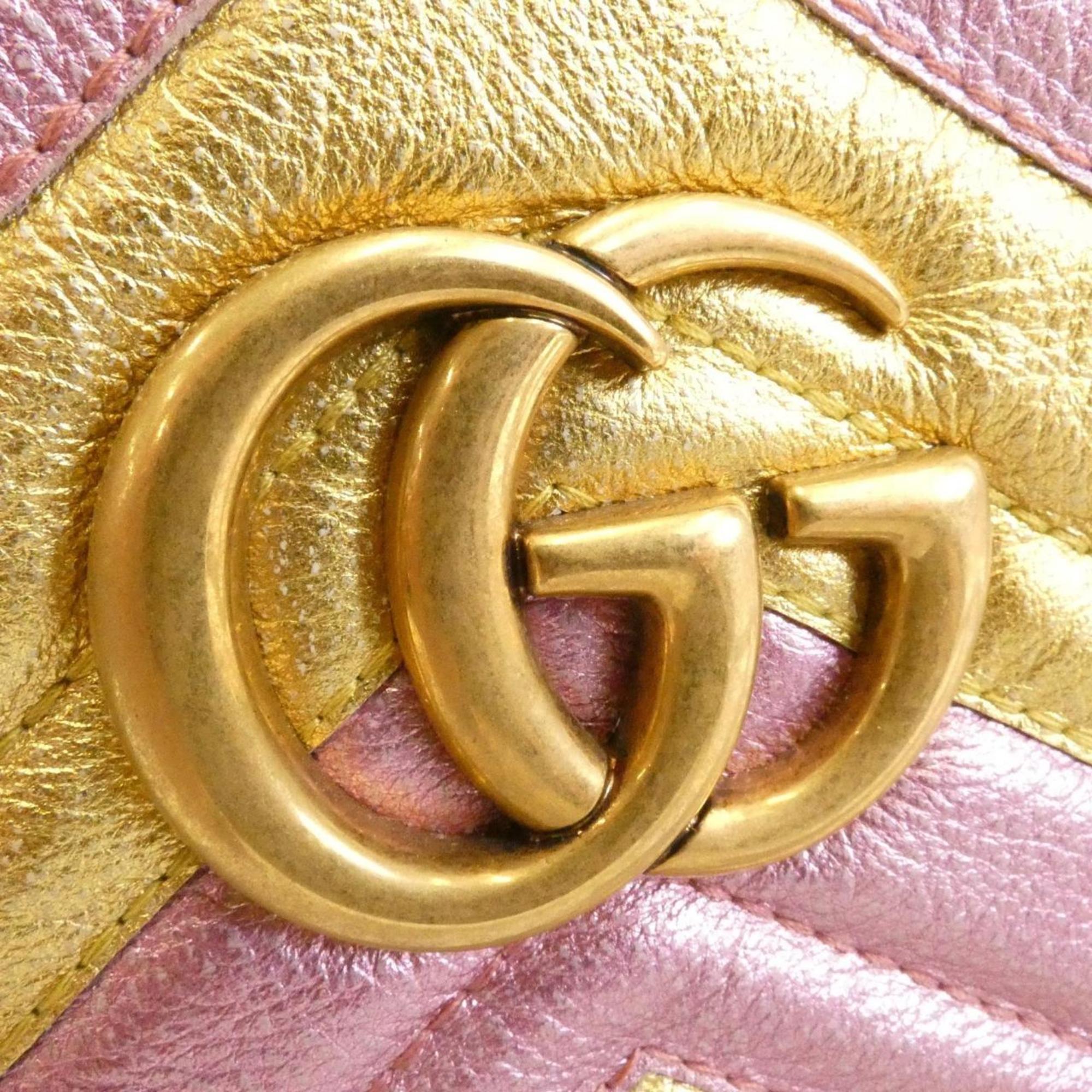 Gucci Gold Pink Leather Shoulder Bag (Pre-Owned)