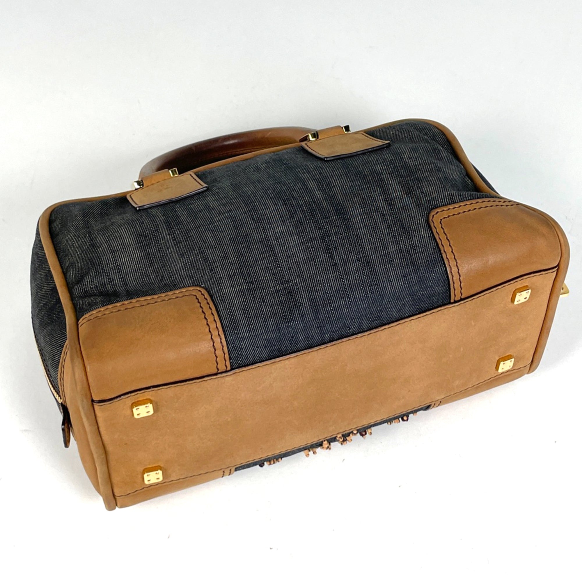 Loewe Brown Canvas Leather Handbag (Pre-Owned)