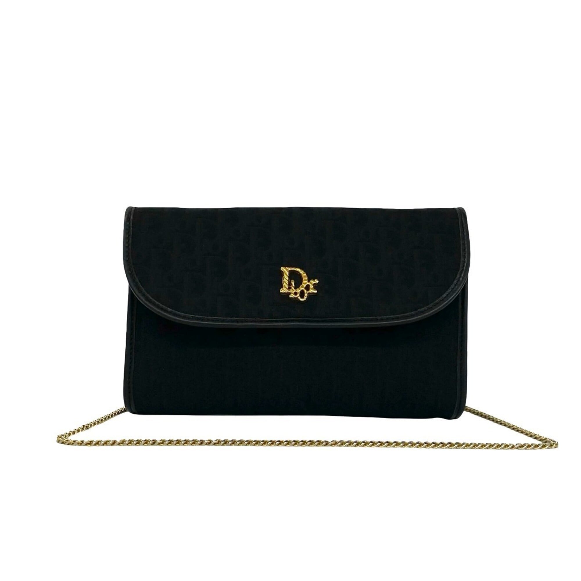 Christian Dior Black Canvas Leather Pochette Shoulder Bag (Pre-Owned)