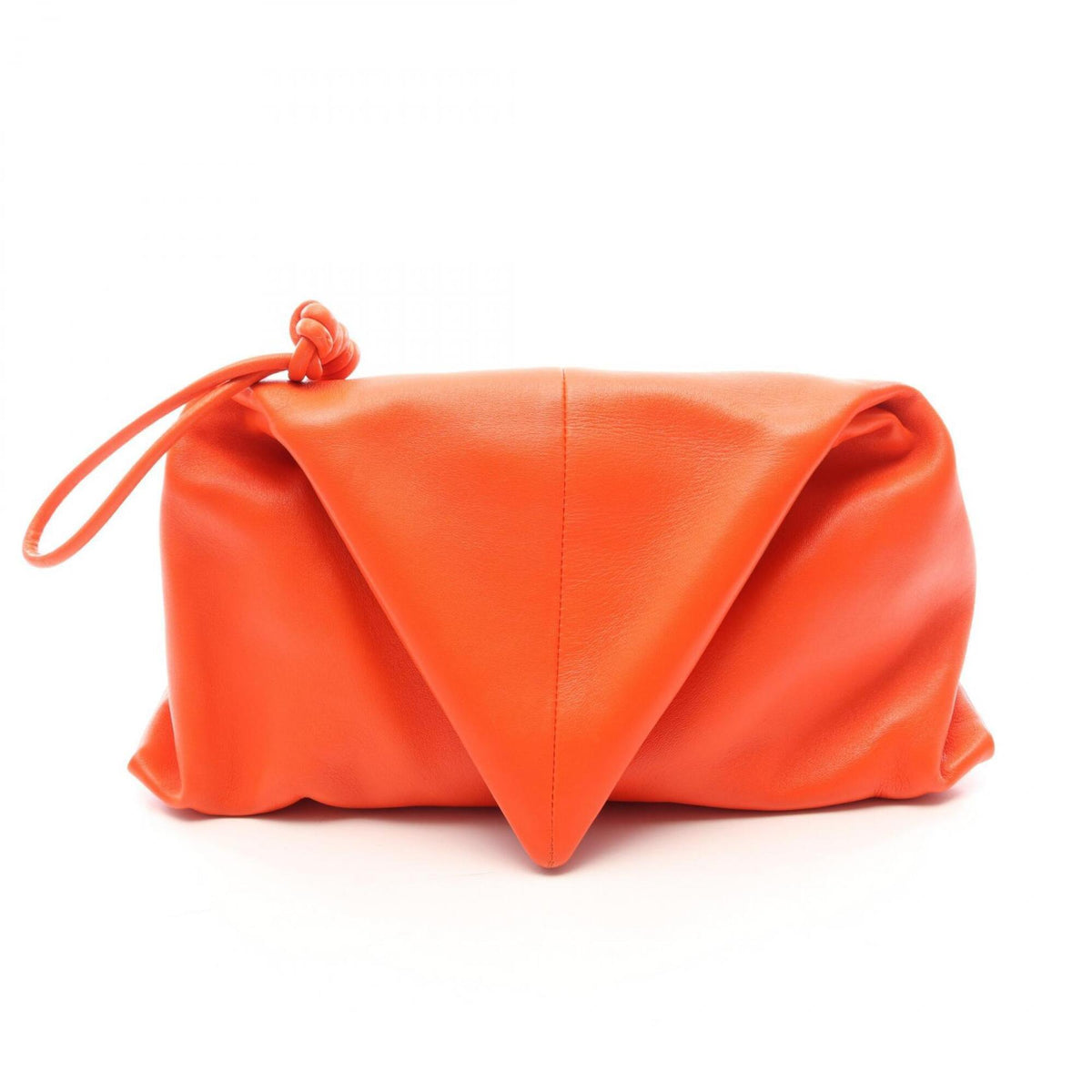 Bottega Veneta Orange Leather Clutch Bag Handbag (Pre-Owned)
