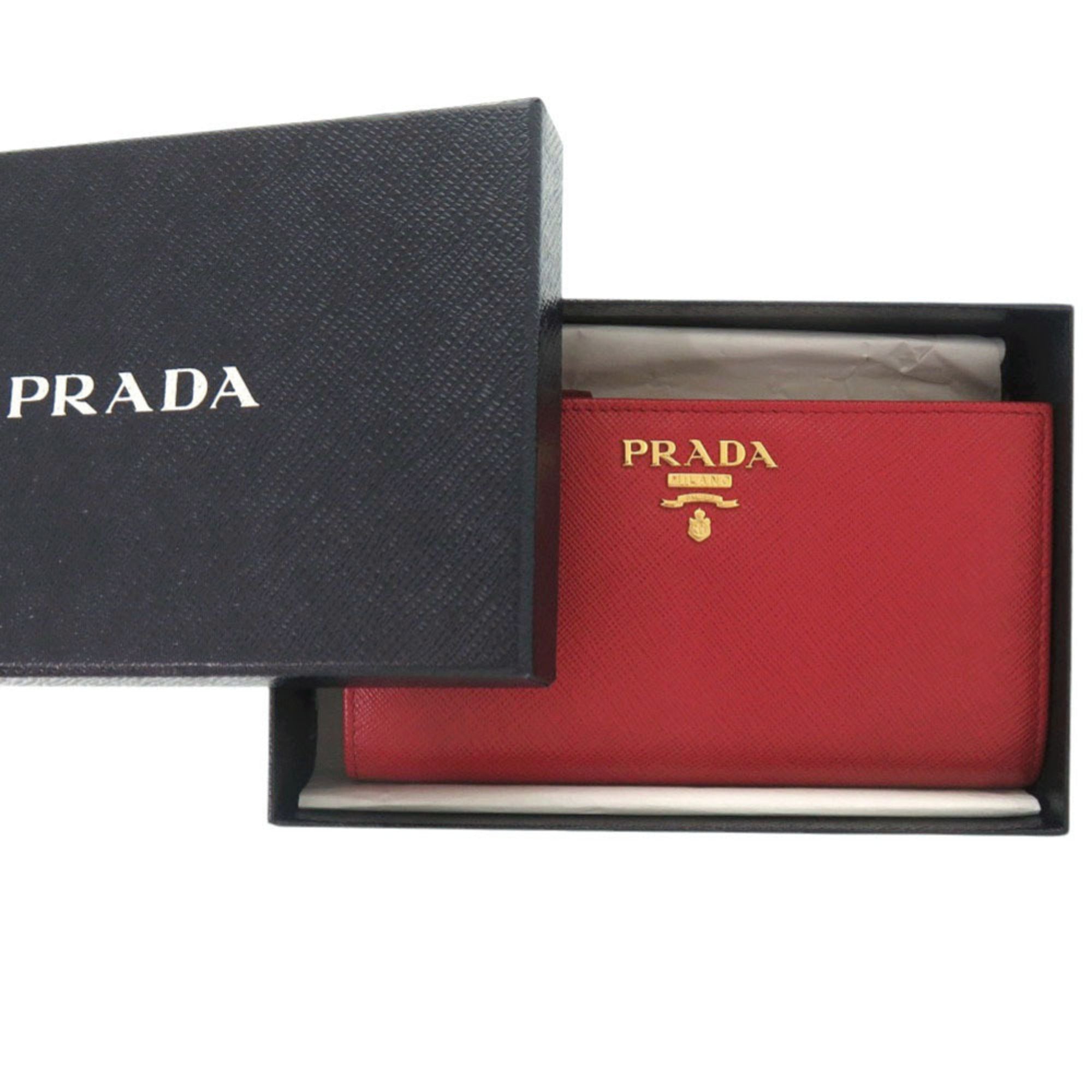 Prada Fuoco Red Color Saffiano Wallet (Bi-Fold) (Pre-Owned)