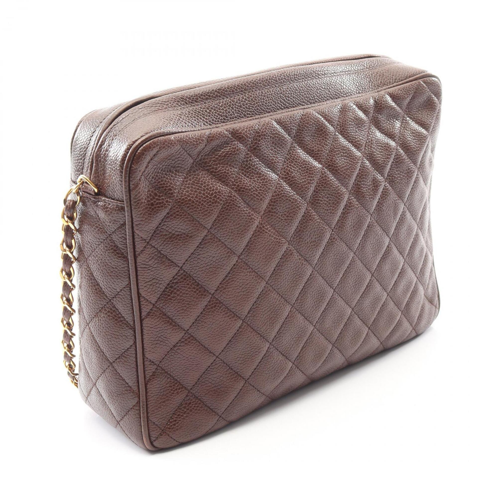 Chanel Brown Grained Calfskin Handbag Shoulder Bag (Pre-Owned)