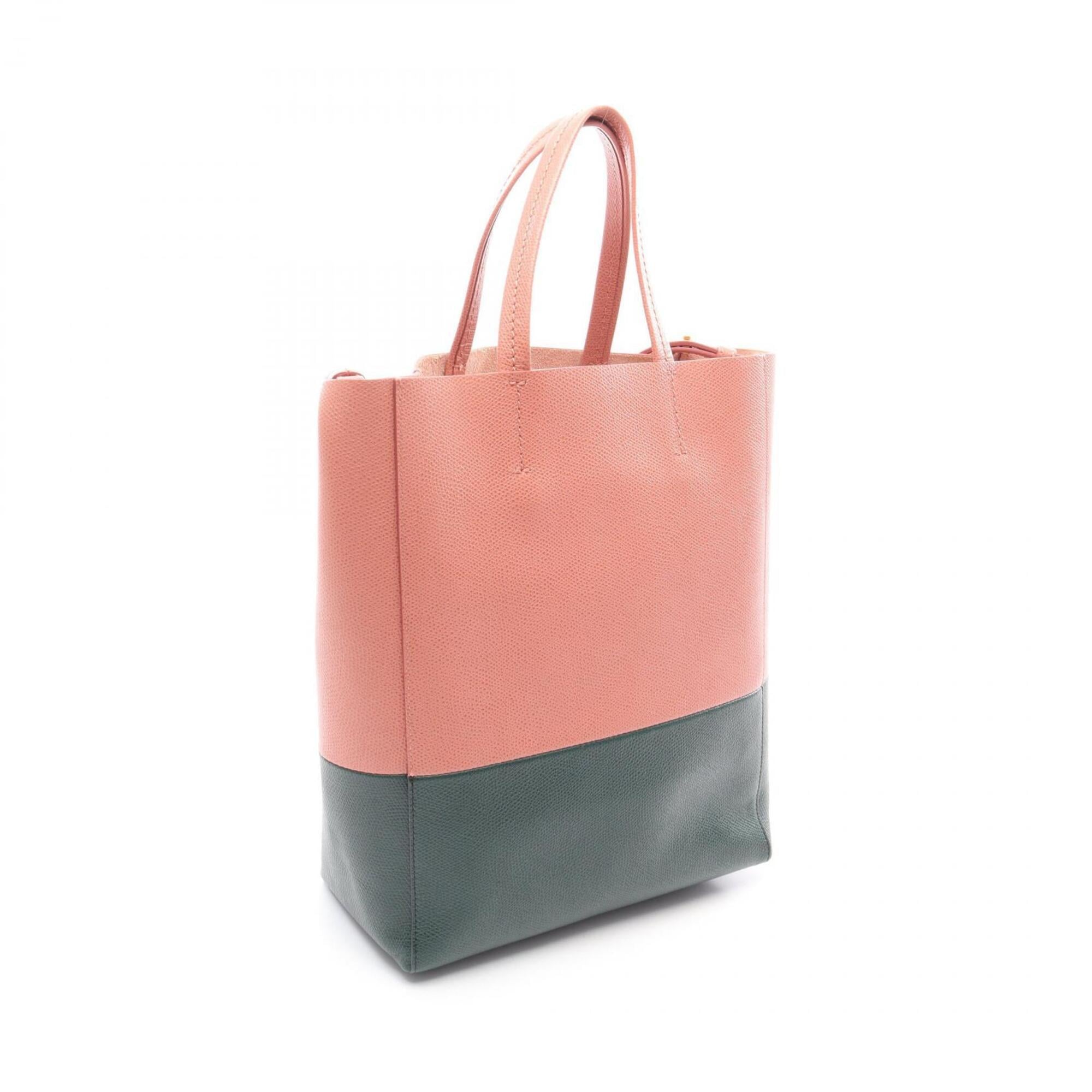 Celine Green Pink Leather Handbag Tote Bag (Pre-Owned)