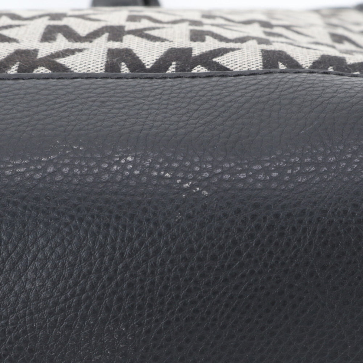 Michael Kors Black Leather Canvas Handbag Shoulder Bag Tote Bag (Pre-Owned)