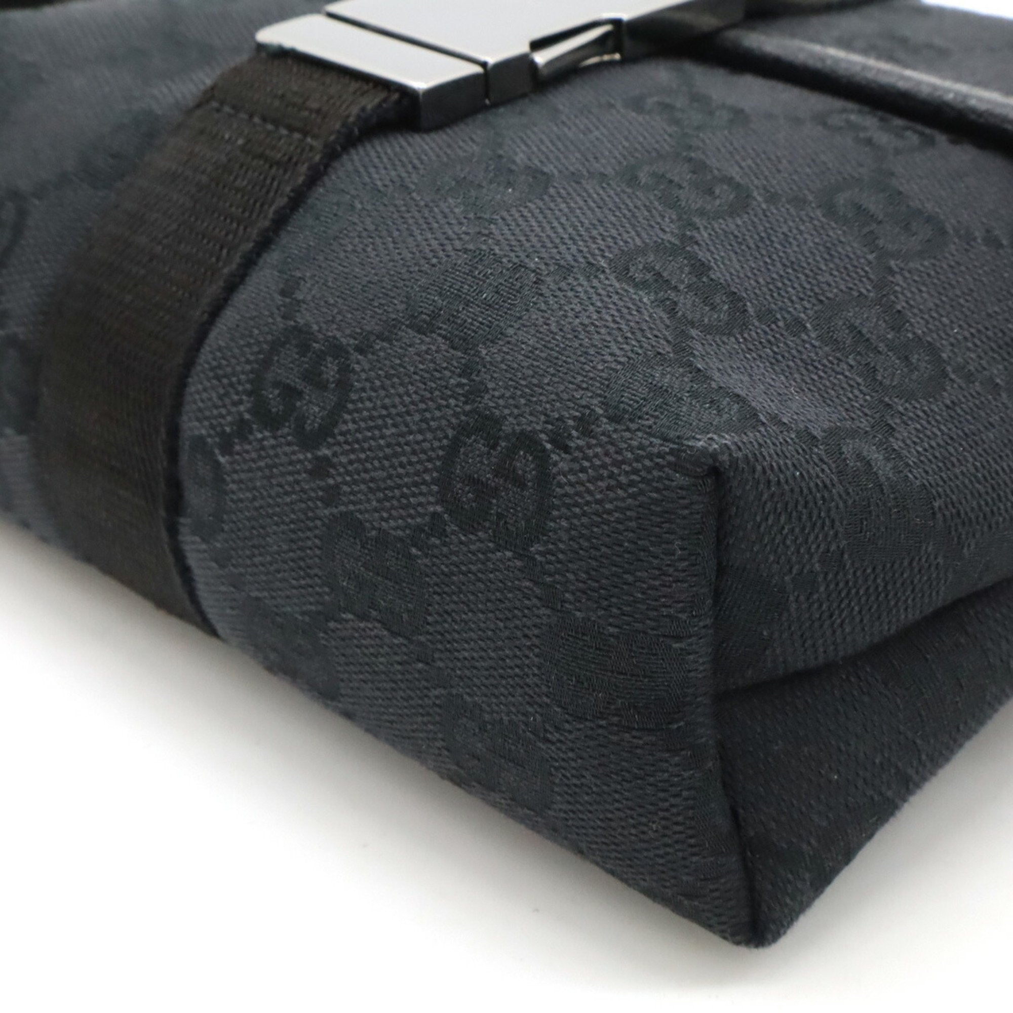Gucci Black Canvas Leather Sling Bag (Pre-Owned)