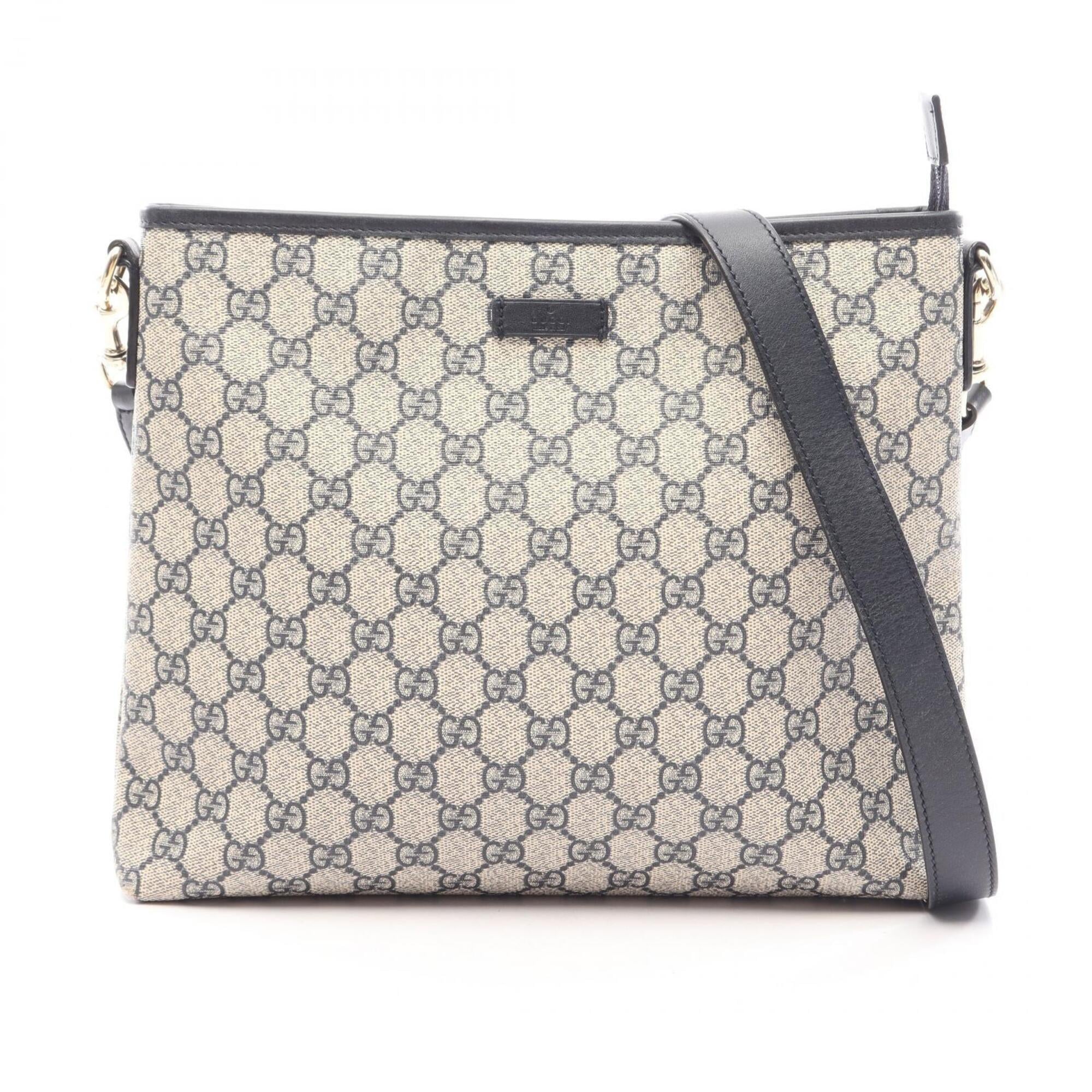 Gucci Ivory Navy Gg Supreme Leather Shoulder Bag (Pre-Owned)