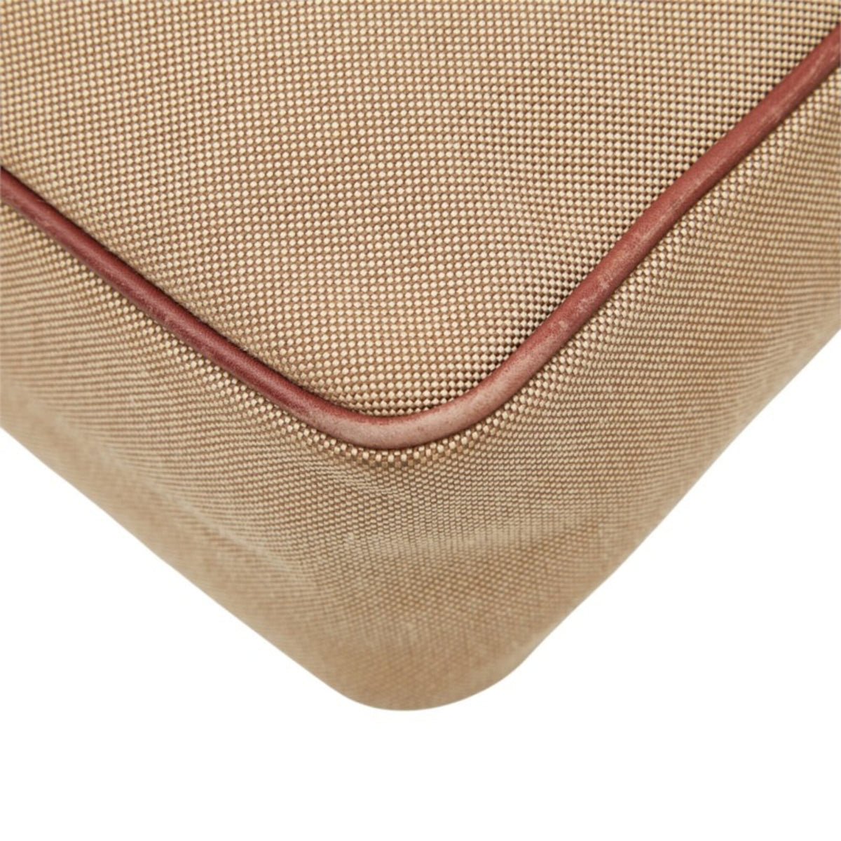 Prada Beige Brown Canvas Leather Shoulder Bag (Pre-Owned)