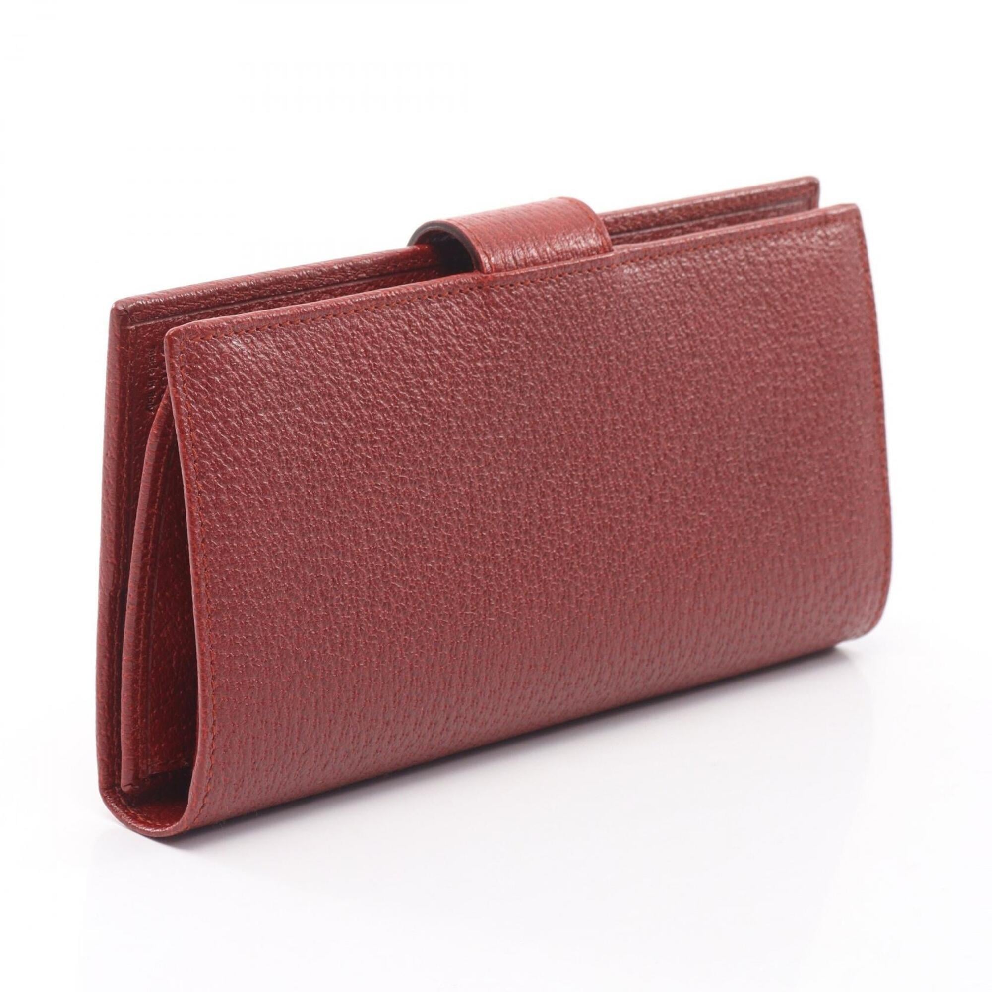 Gucci Red Color Leather Long Wallet (Bi-Fold) (Pre-Owned)
