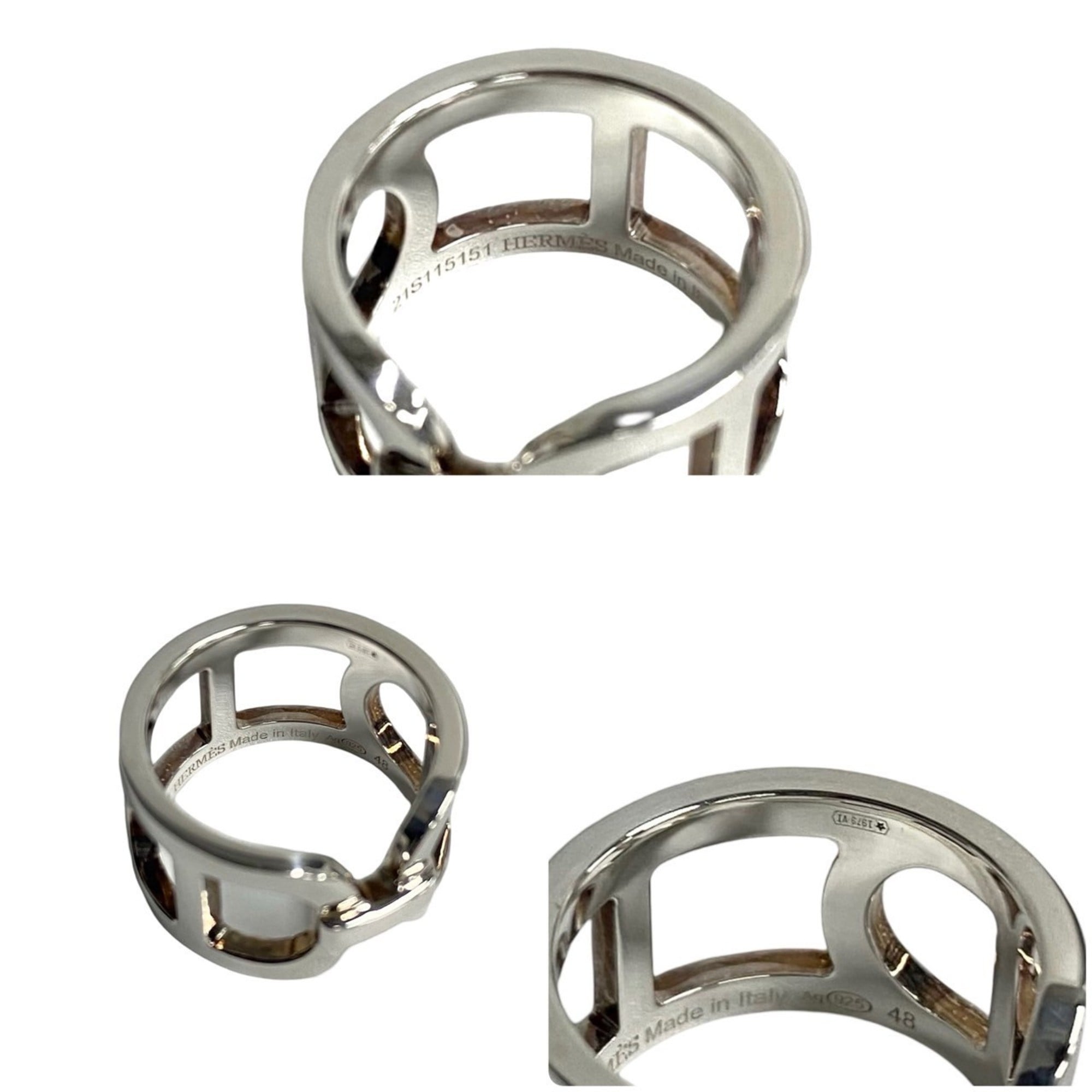 Hermes Silver Silver 925 Band Ring (Pre-Owned)