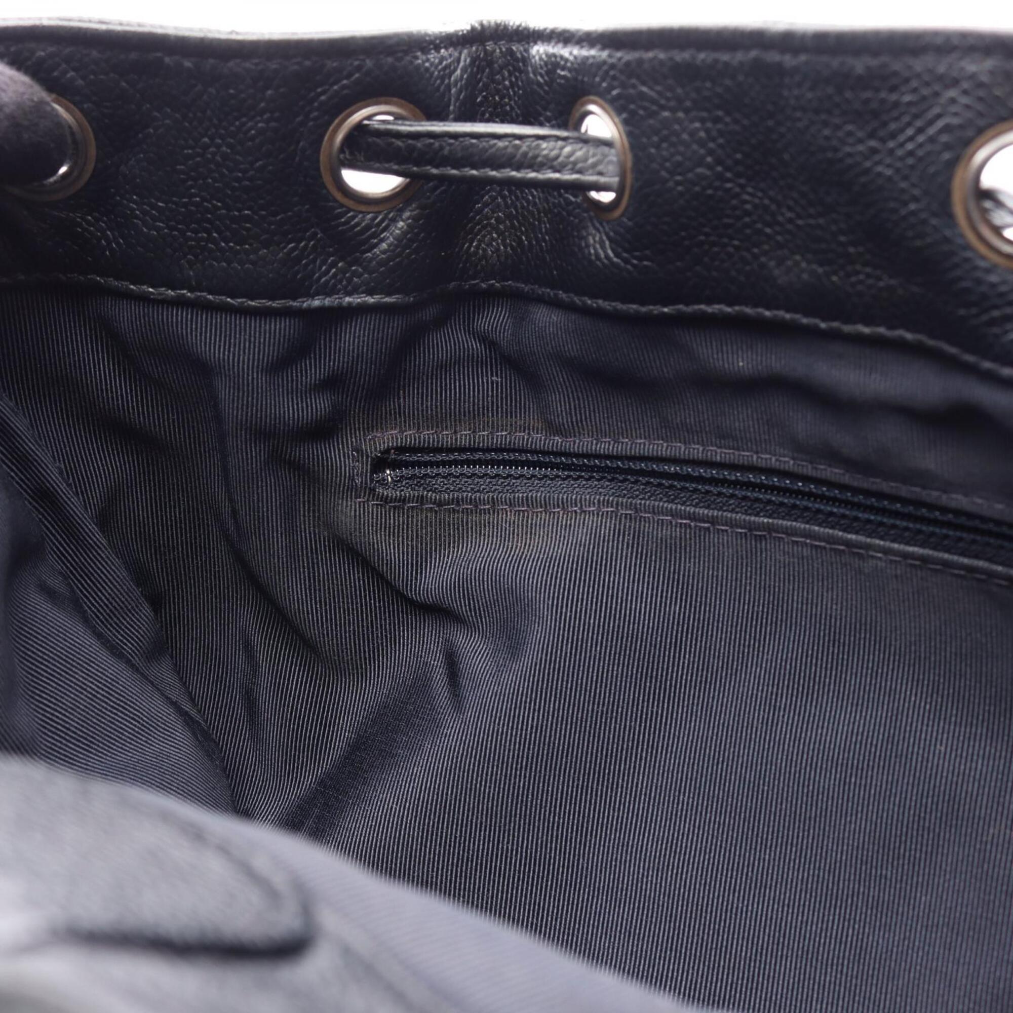 Chanel Black Grained Calfskin Backpack Handbag (Pre-Owned)