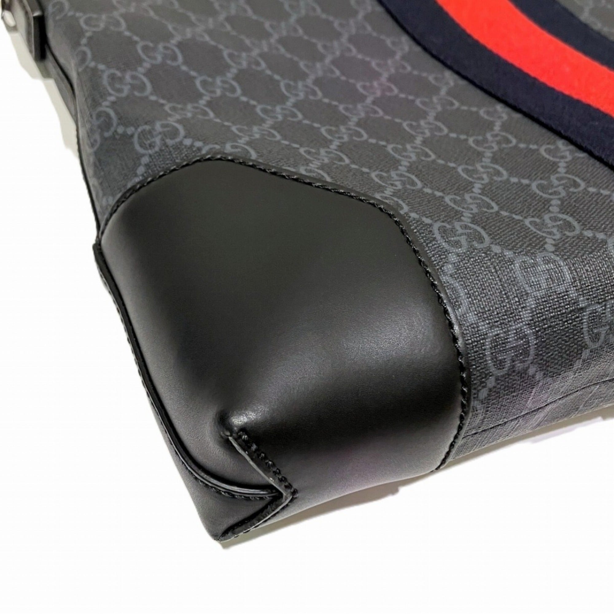 Gucci Black Gg Supreme Canvas Leather Shoulder Bag (Pre-Owned)