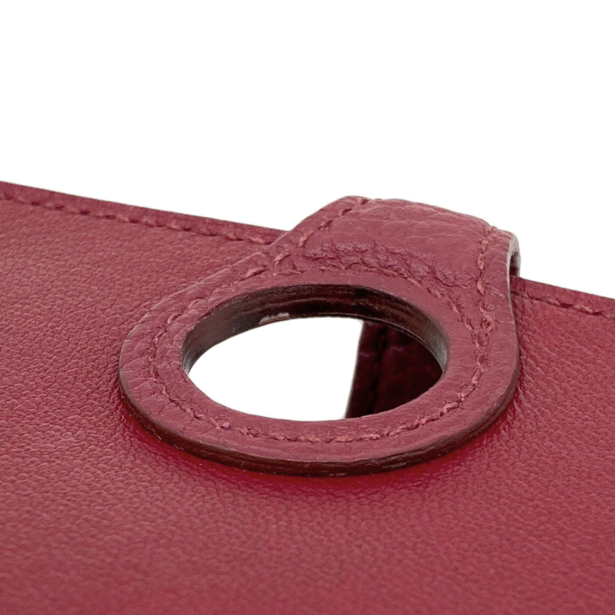Hermes Red Color Togo Leather Long Wallet (Bi-Fold) (Pre-Owned)