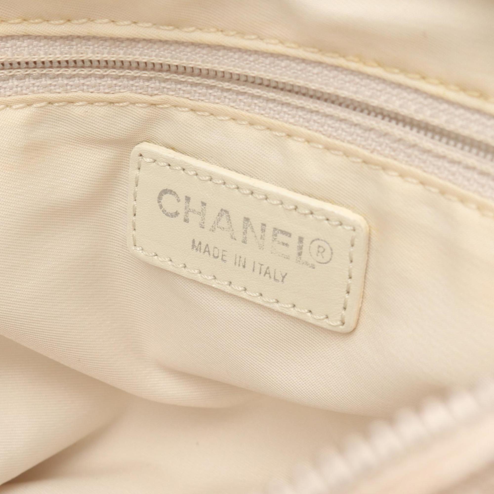 Chanel Beige Leather Nylon Canvas Handbag (Pre-Owned)