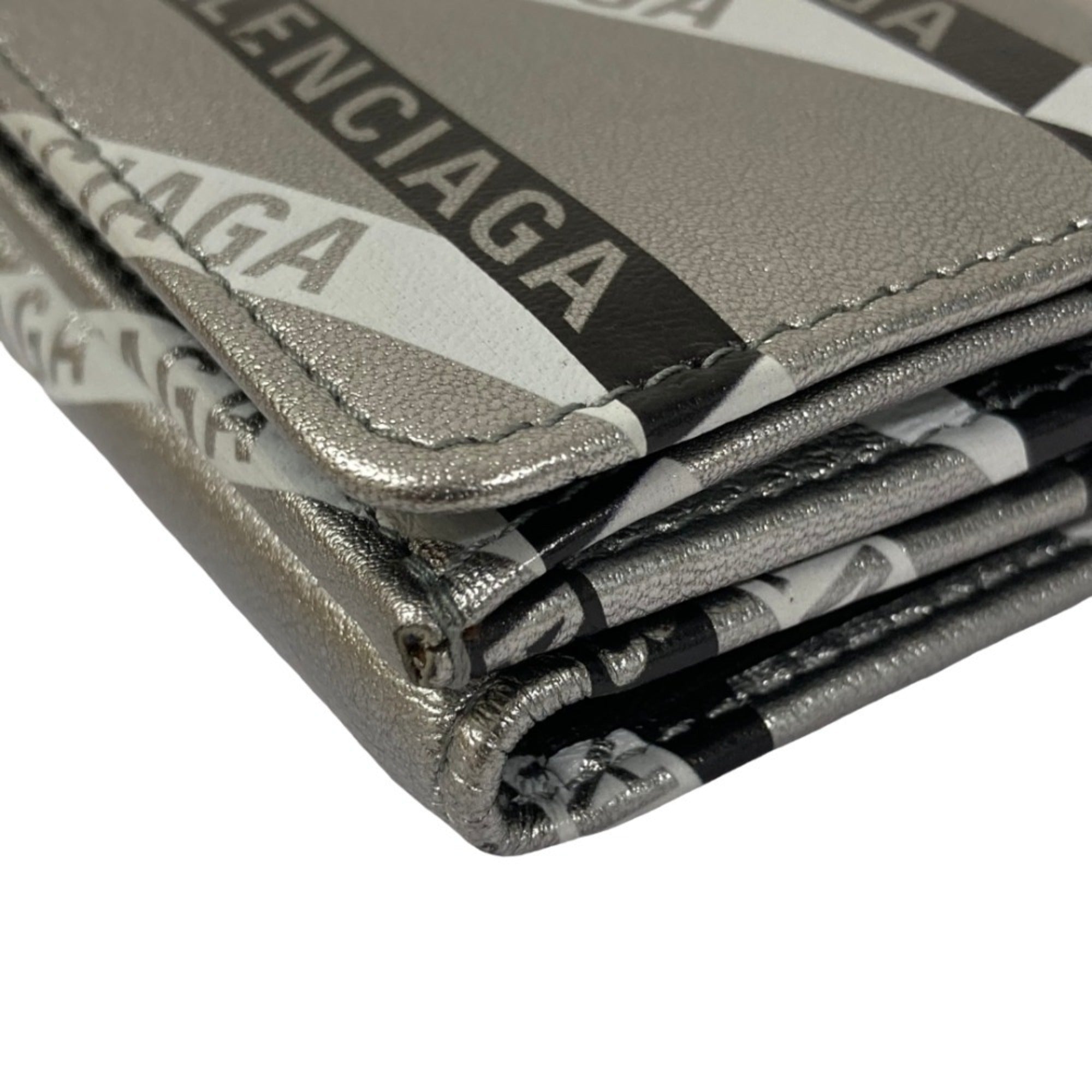 Balenciaga Silver Black Leather Wallet (Bi-Fold) (Pre-Owned)