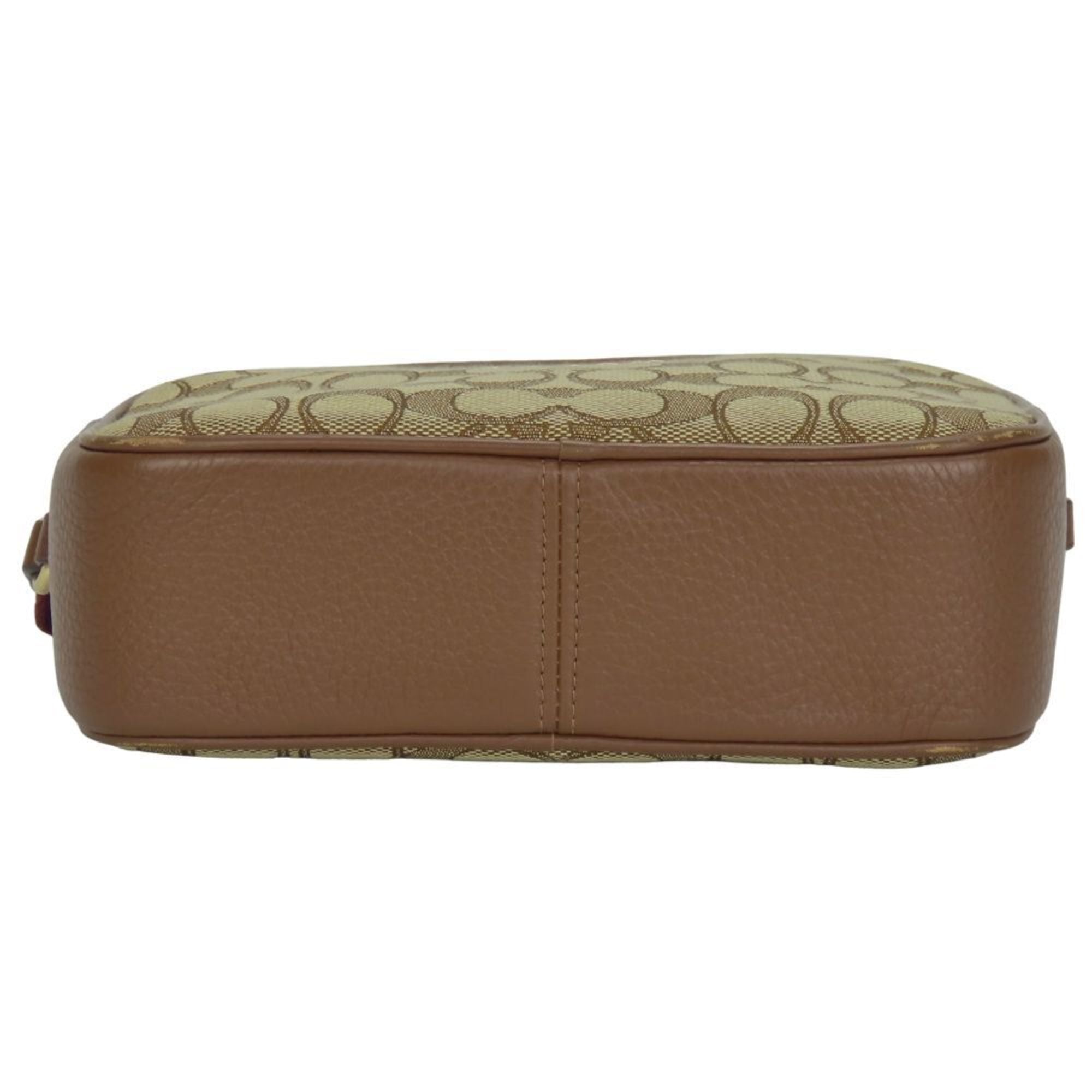 Coach Bordeaux Brown Canvas Leather Pochette Shoulder Bag (Pre-Owned)